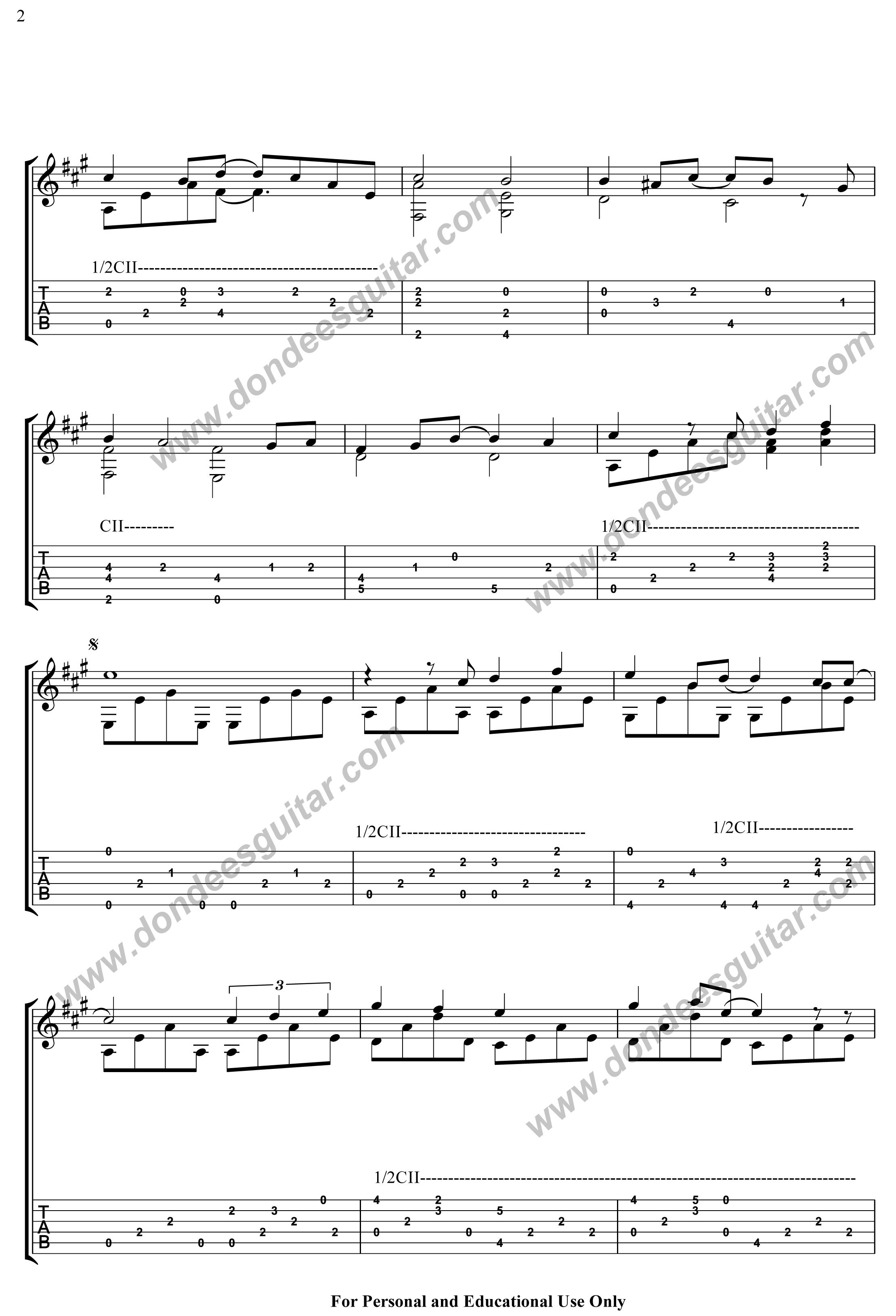 Your Love Fingerstyle Guitar Tabs