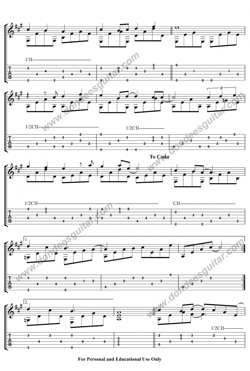 A Whole New World Fingerstyle Tabs - Disney Alladin | Dondee's Guitar