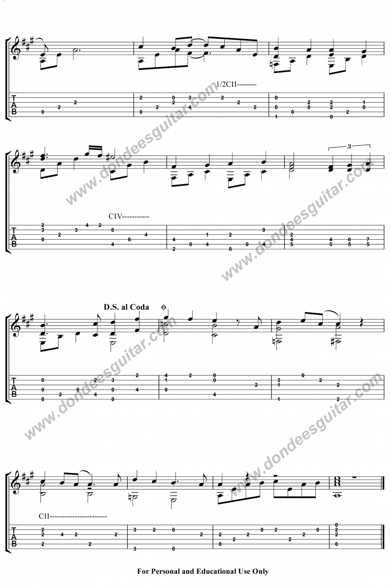 A Whole New World Fingerstyle Tabs - Disney Alladin | Dondee's Guitar