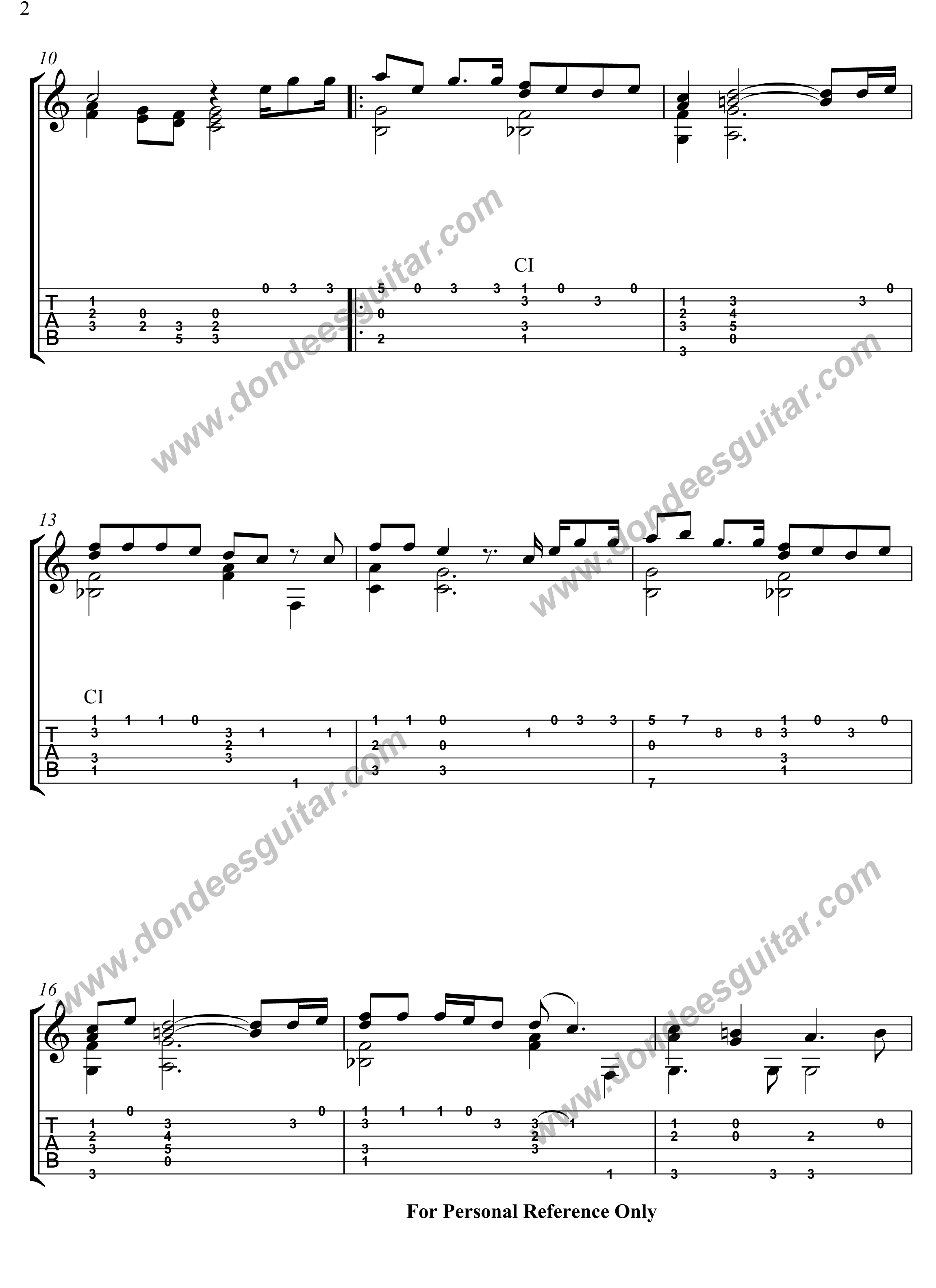 Again Fingerstyle Guitar Tabs