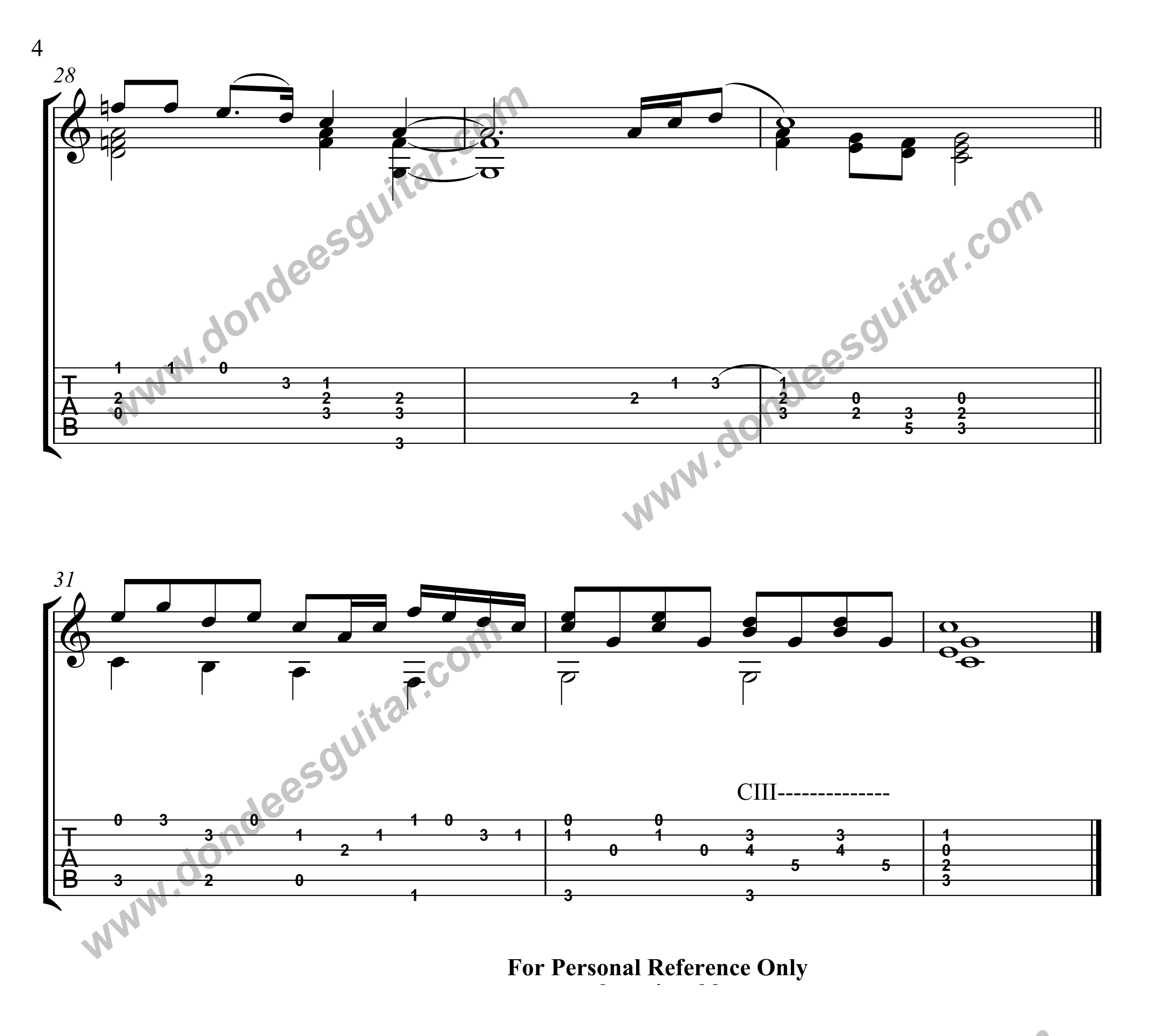 Again Arranged For Classical Guitar By Dondee Magnata-4 Again Fingerstyle Guitar Tabs