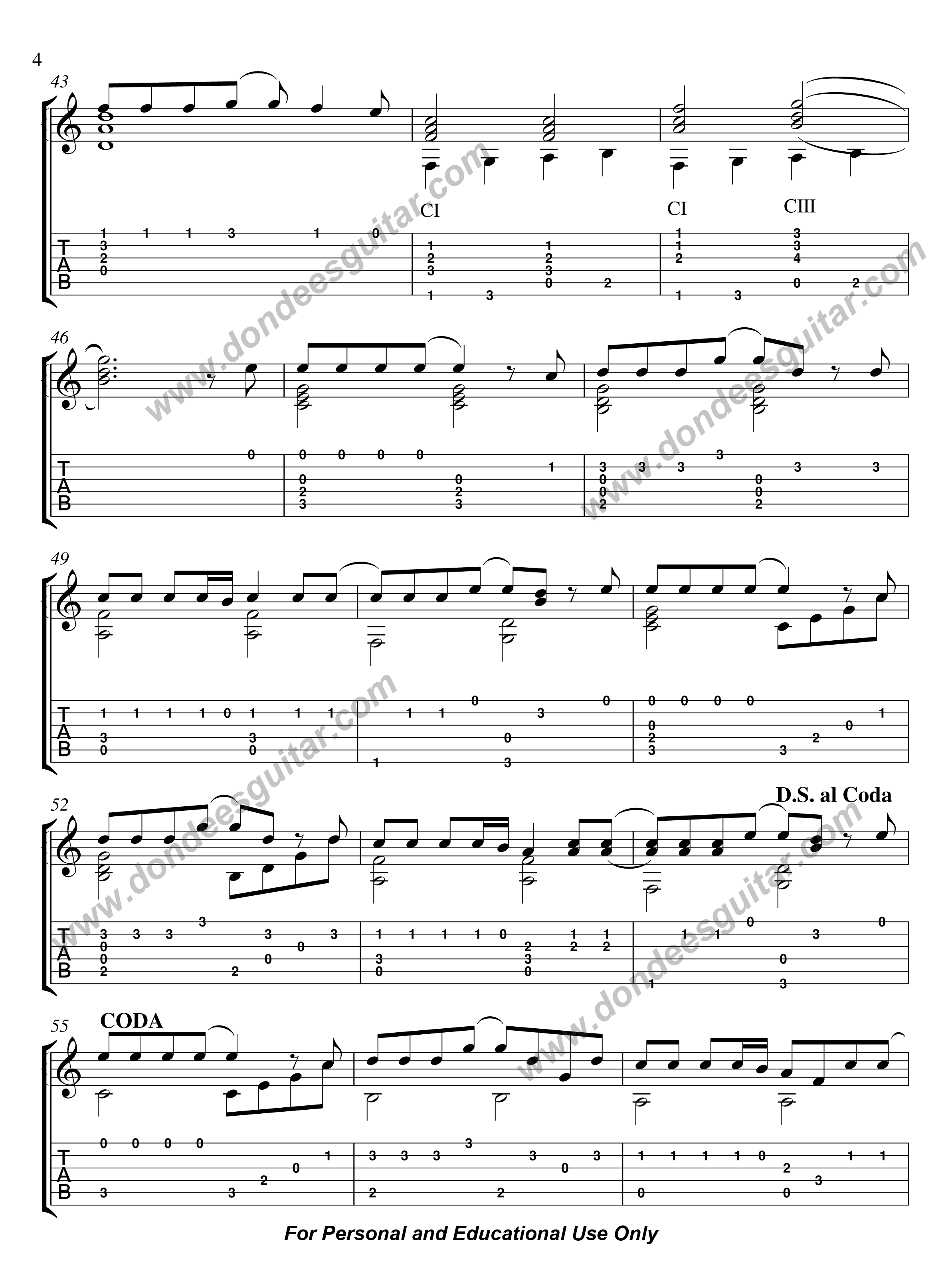 All Out Of Love Fingerstyle Tabs