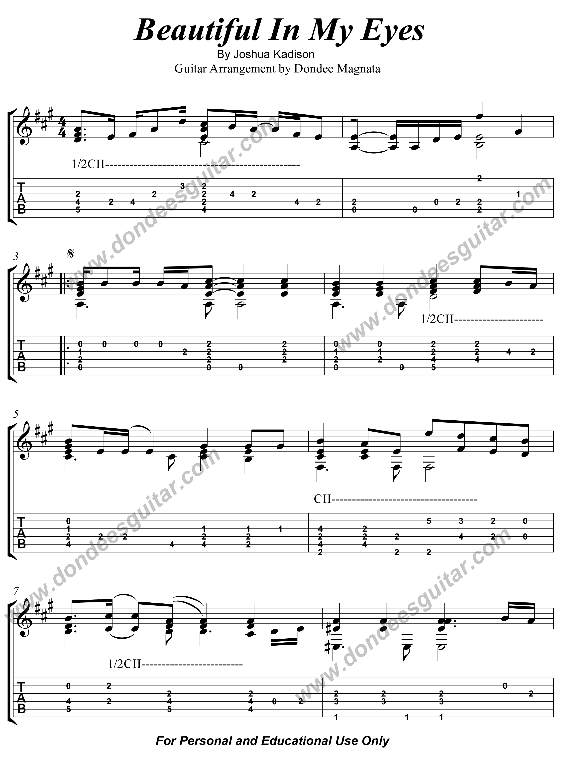 Beautiful In My Eyes – Fingerstyle Guitar-1 Beautiful In My Eyes Fingerstyle Tabs
