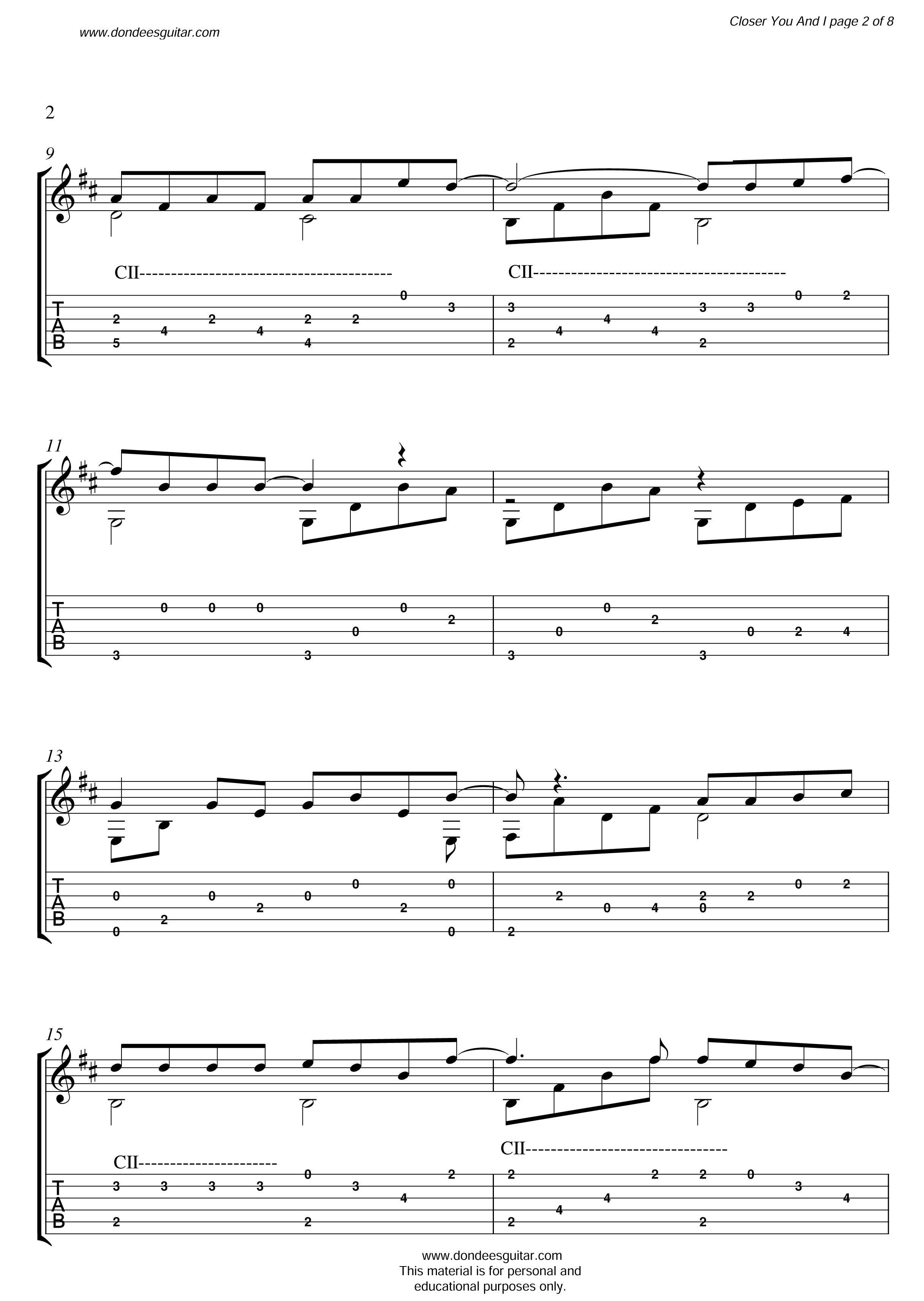 Closer You And I Fingerstyle Tabs