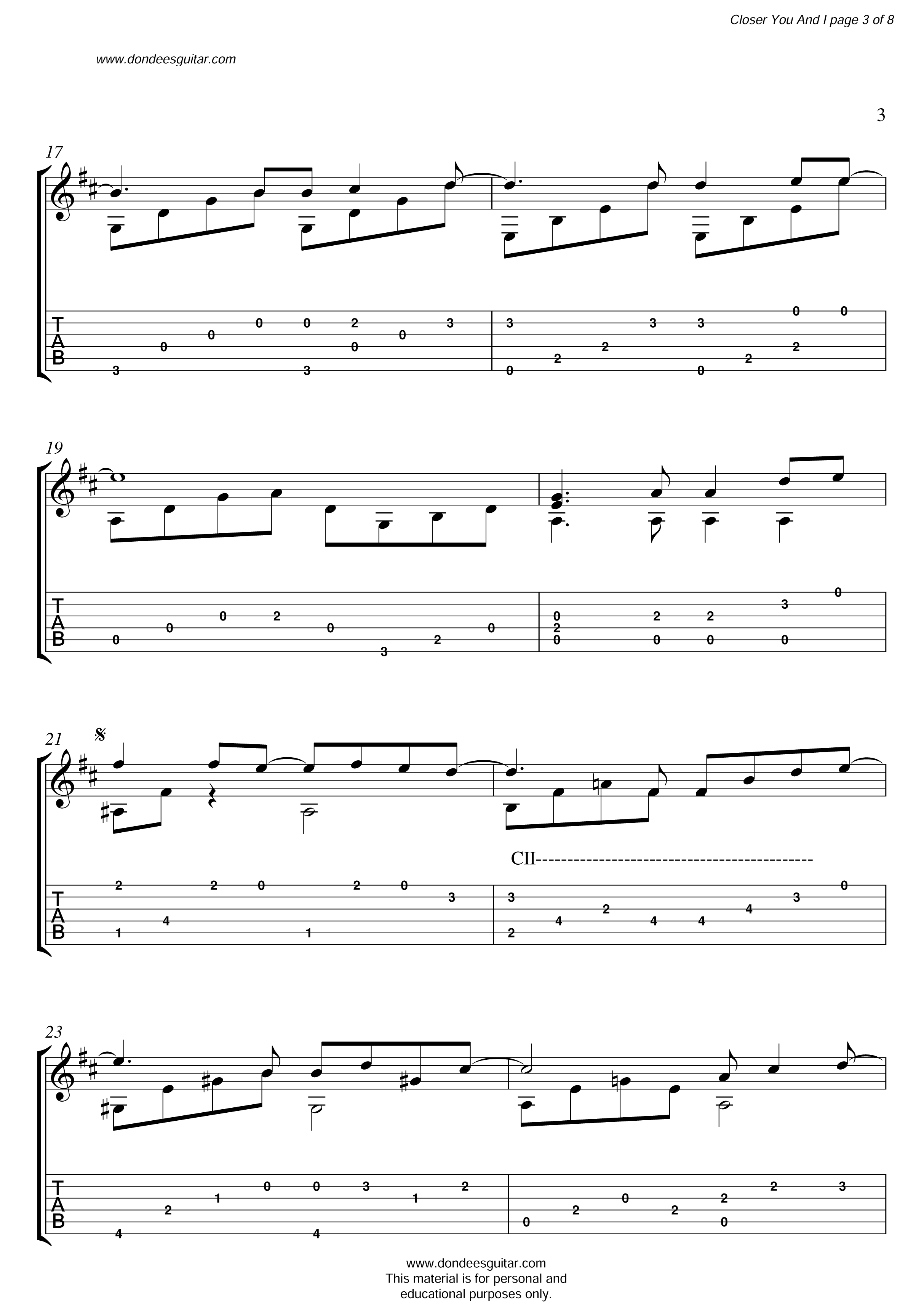 Closer You And I Fingerstyle Tabs