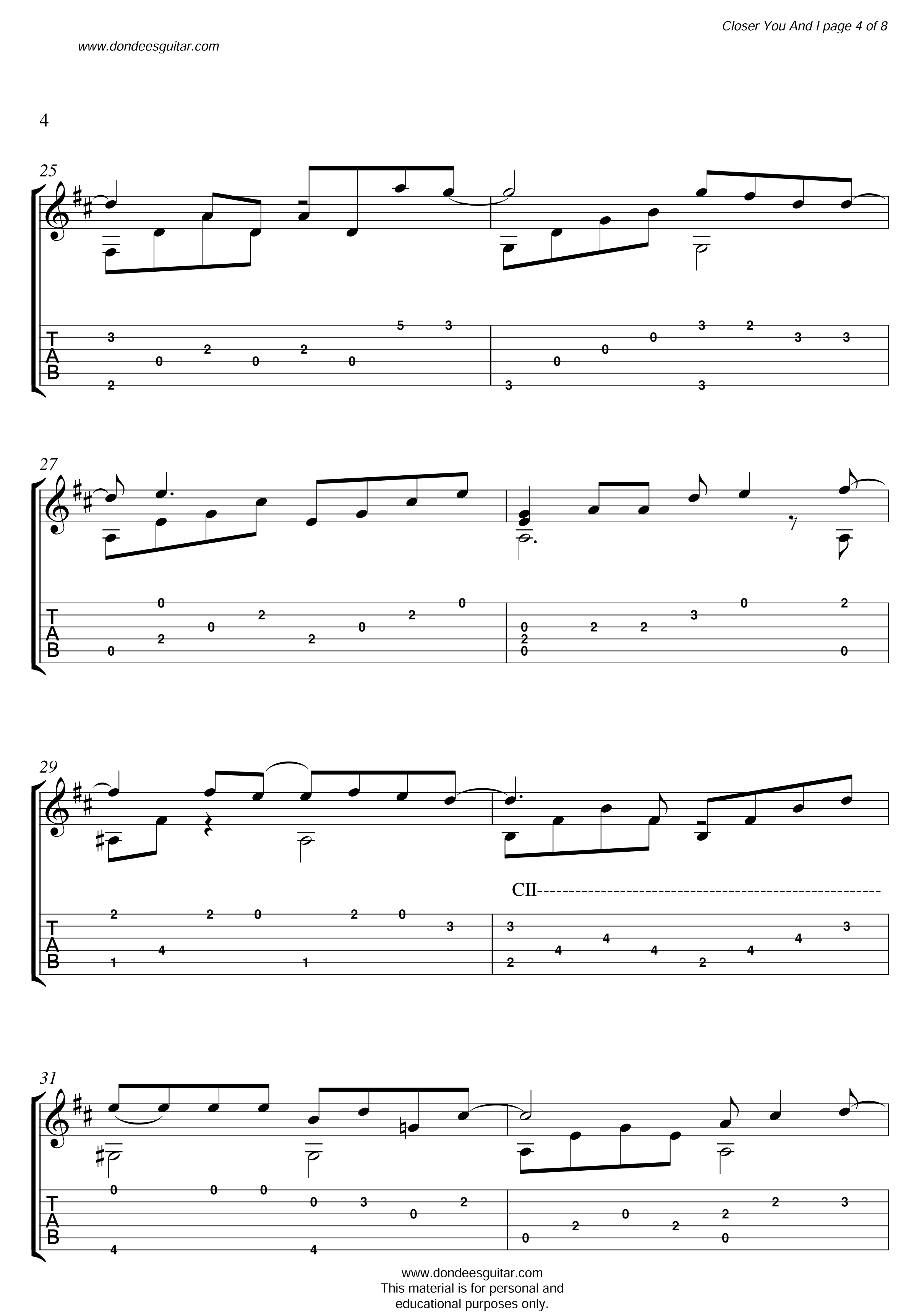 Closer You And I Fingerstyle Tabs