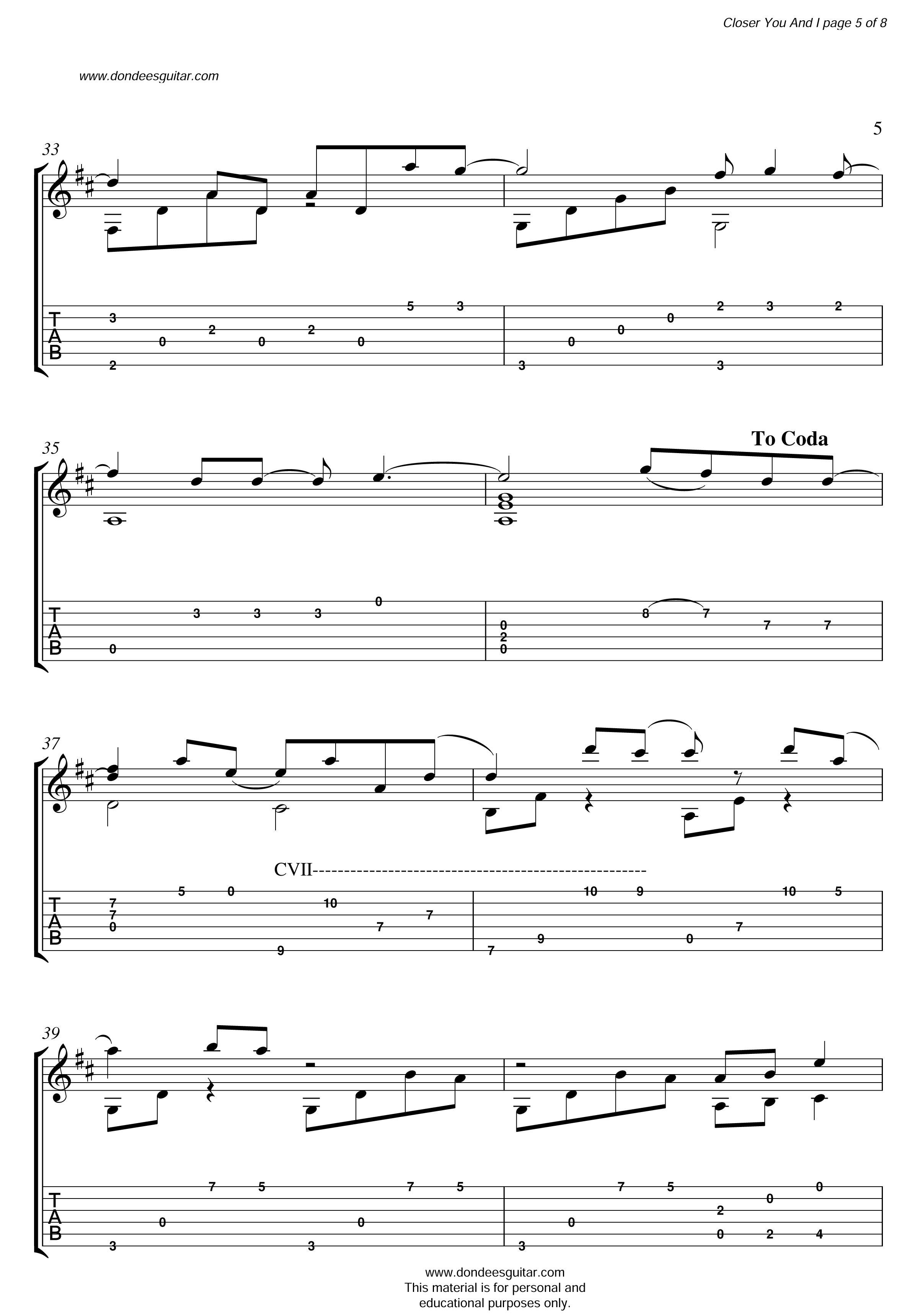 Closer You and I – Fingerstyle Guitar – 5