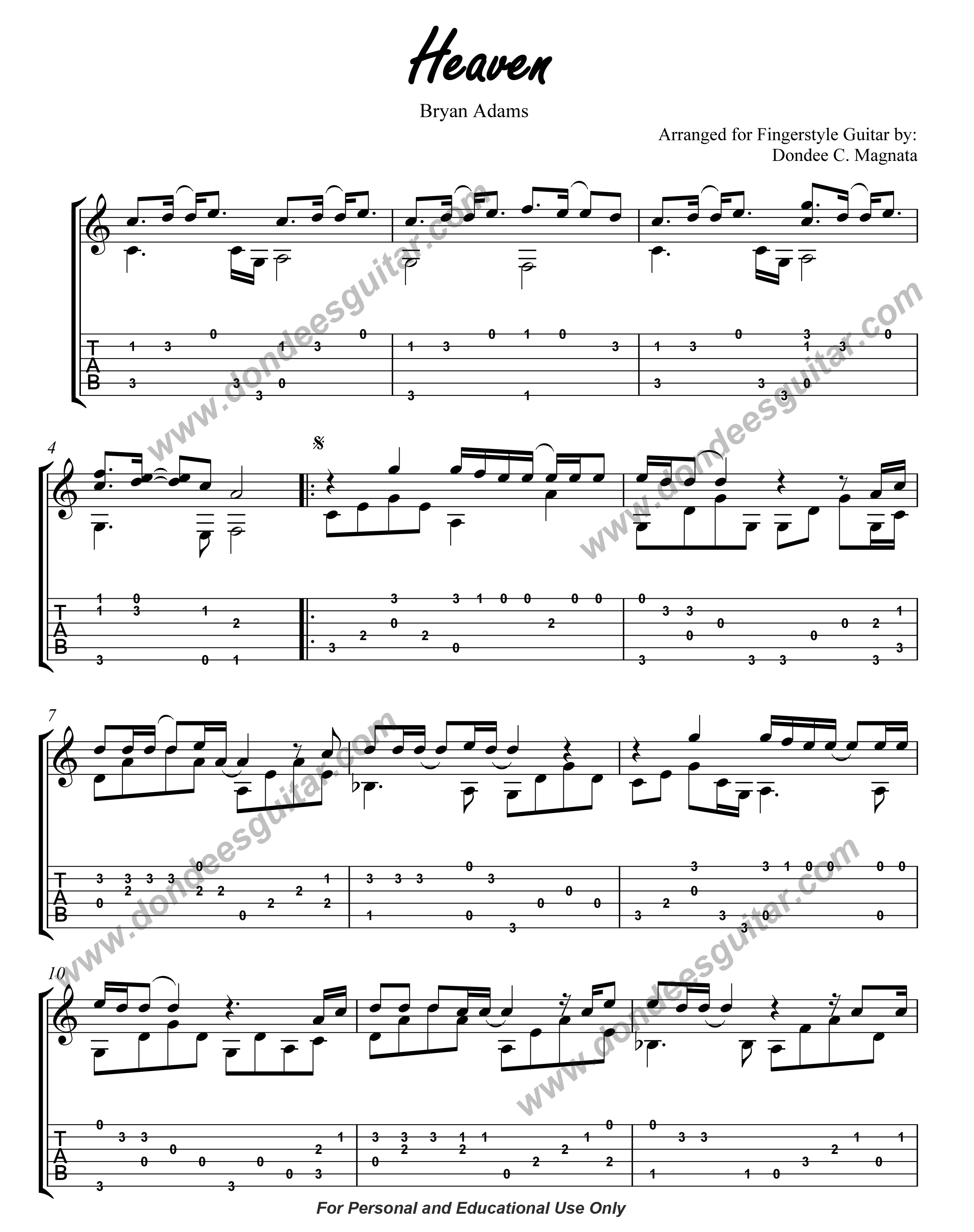 Heaven Fingerstyle Tabs