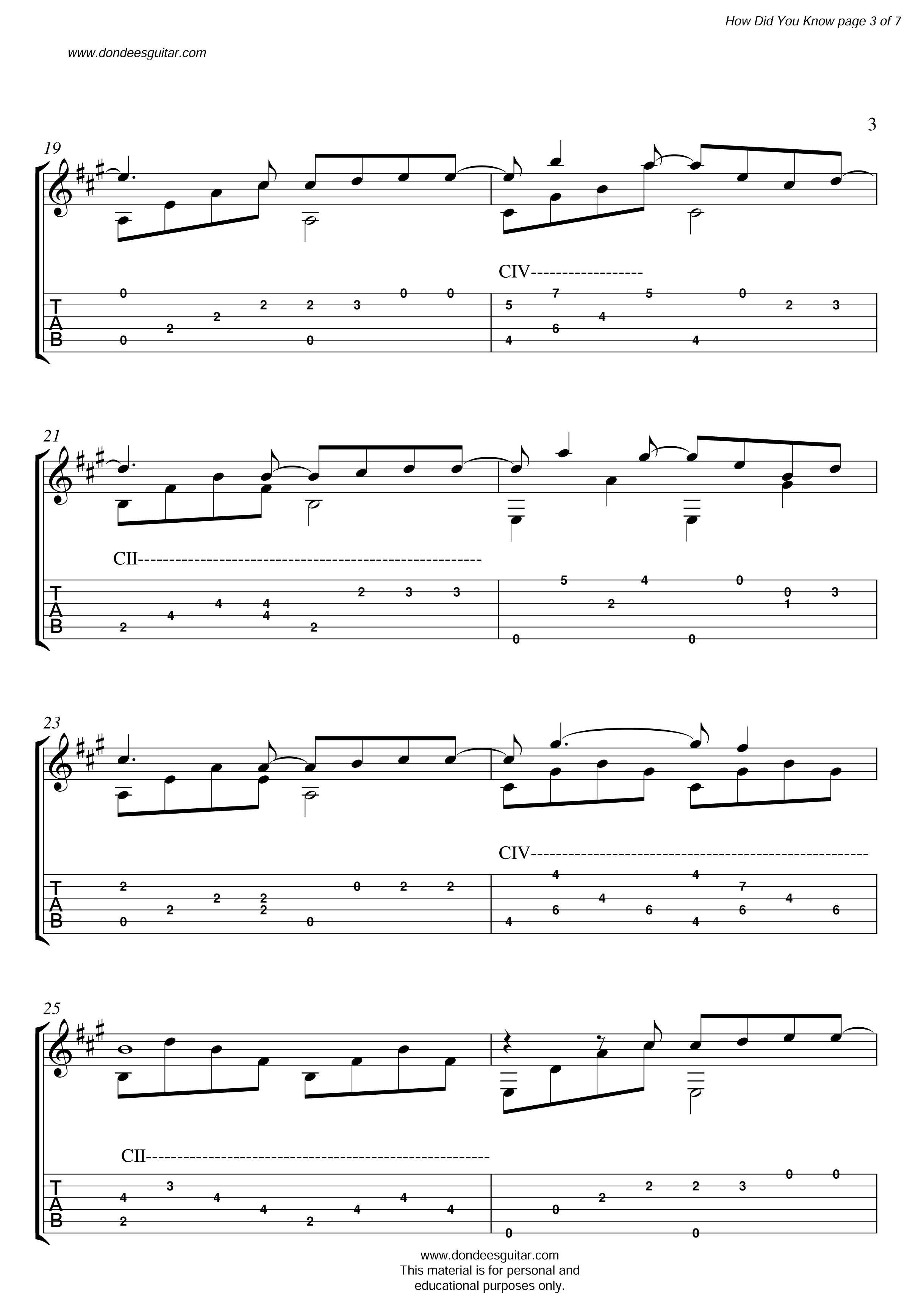 How_did_you_know Solo Classical Guitar-3 How Did You Know Fingerstyle Tabs