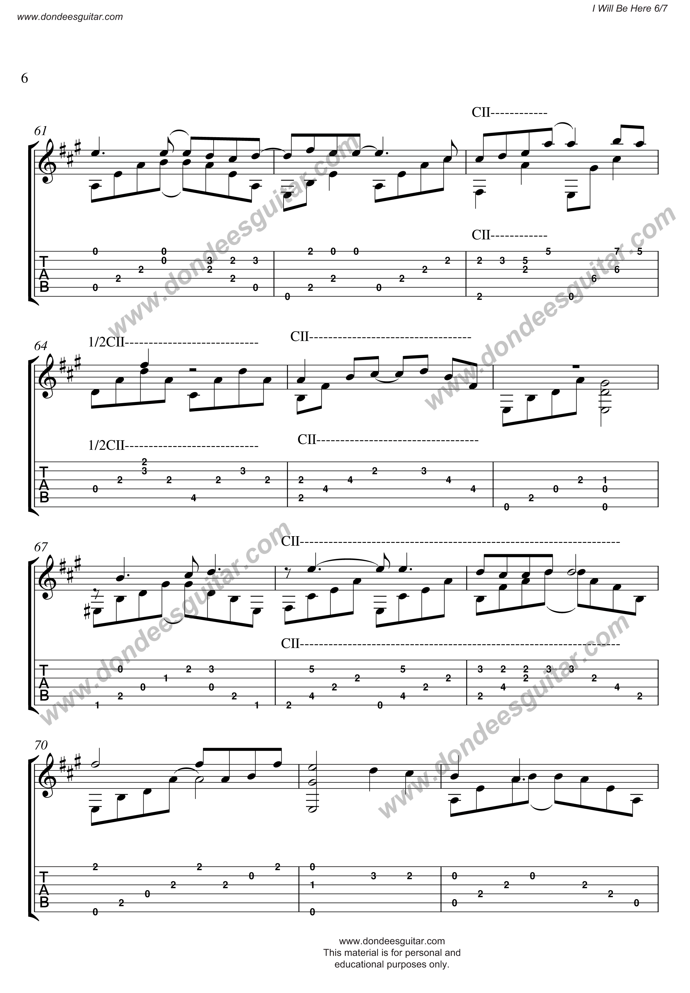I Will Be Here-Classical Guitar-Notation and Tablature-6
