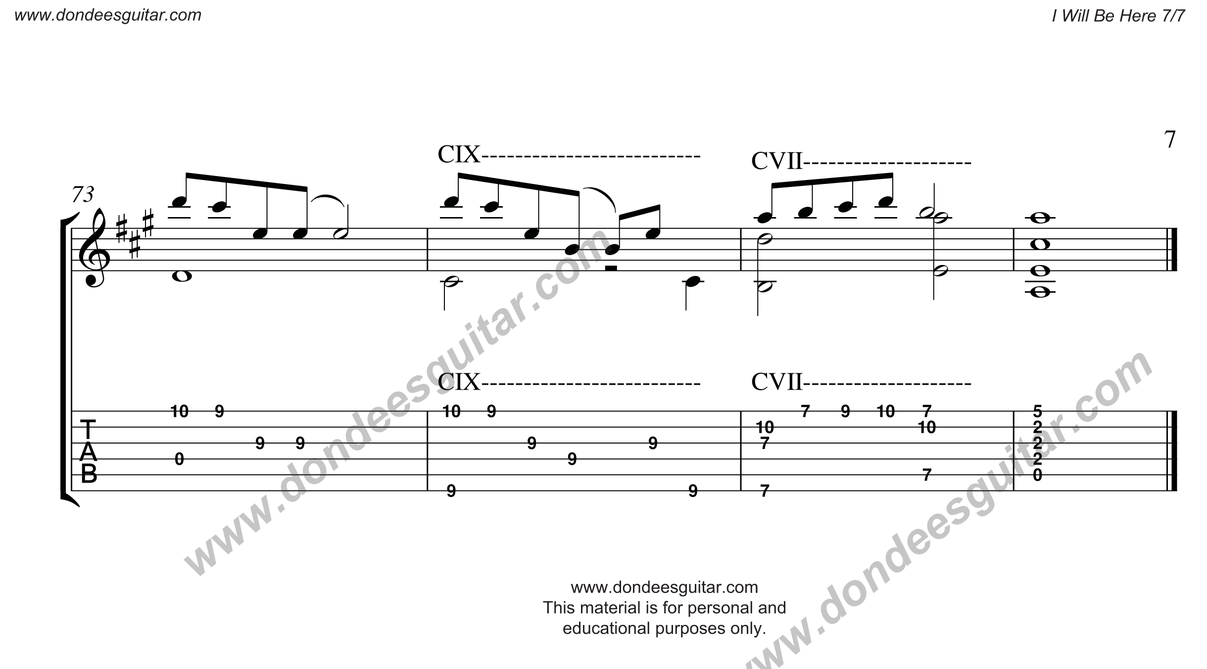 I Will Be Here-Classical Guitar-Notation and Tablature-7