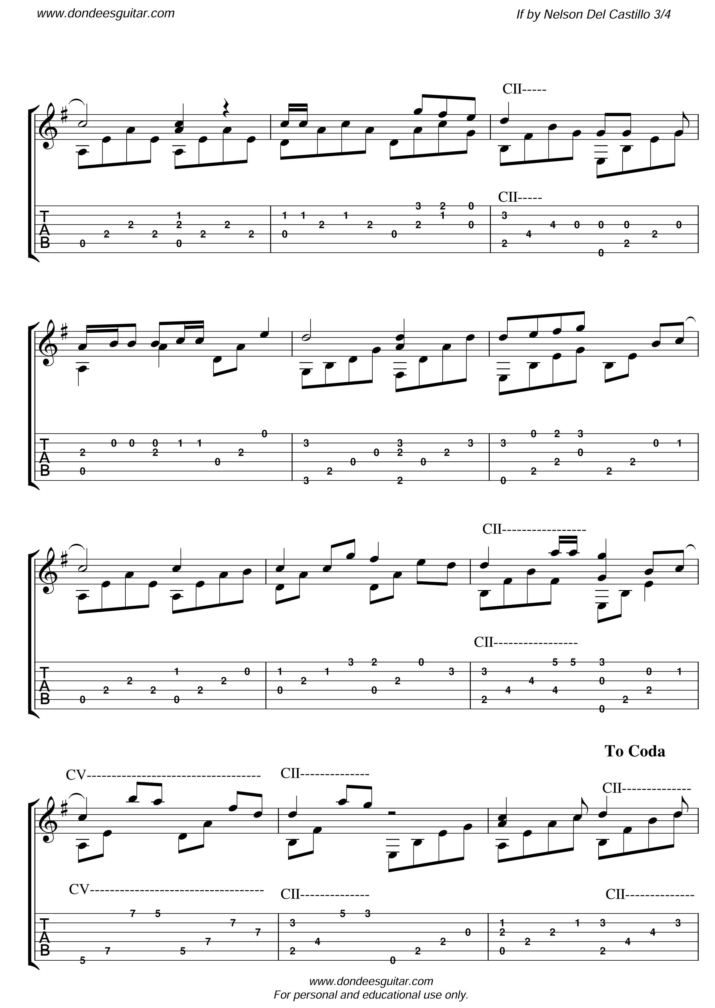 If Nelson DelCastillo Fingerstyle Tabs