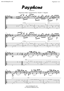 Payphone Fingerstyle Tabs