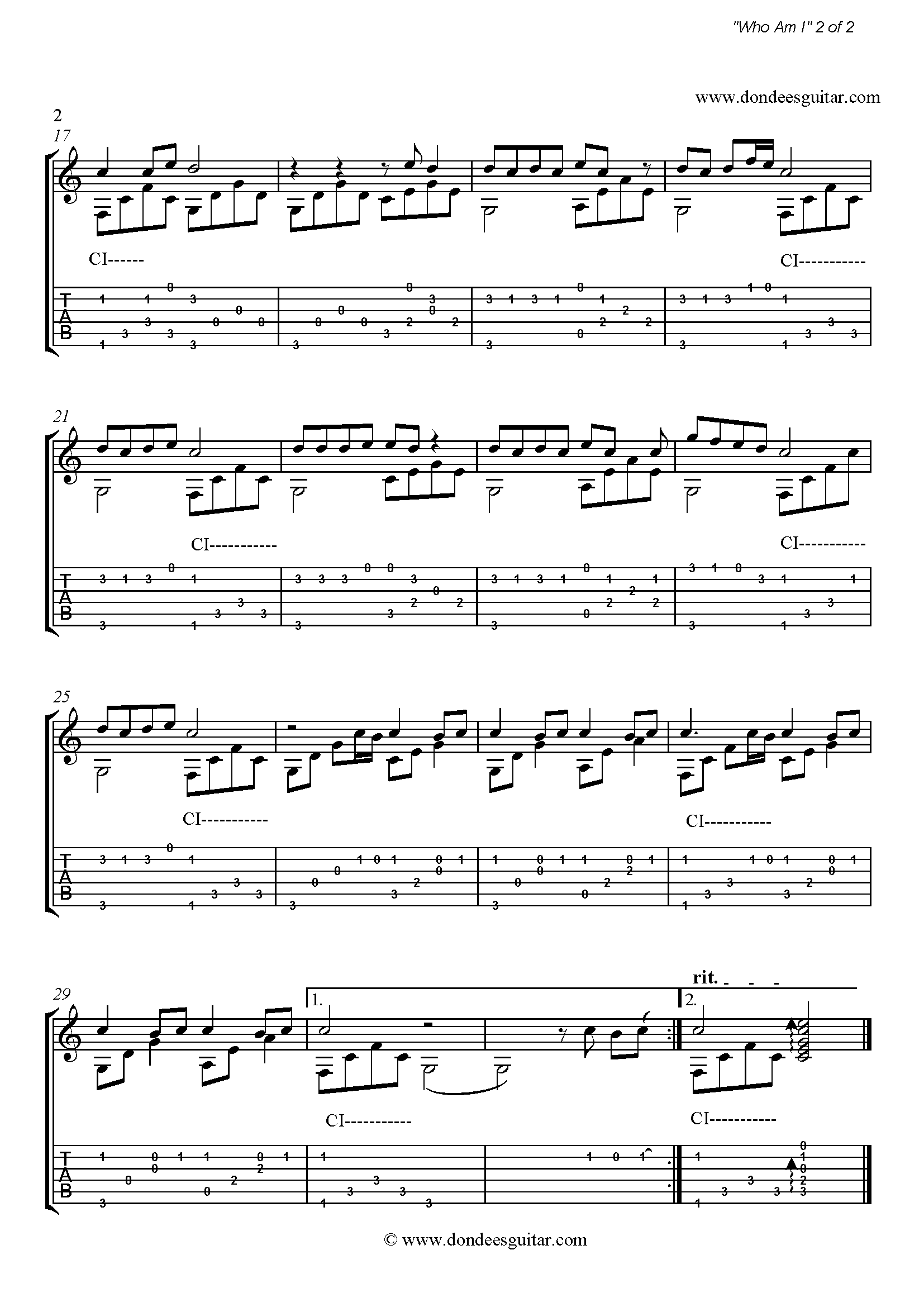 Who Am I by Casting Crowns – Fingerstyle Guitar_Page_2 Who Am I Fingerstyle Tabs