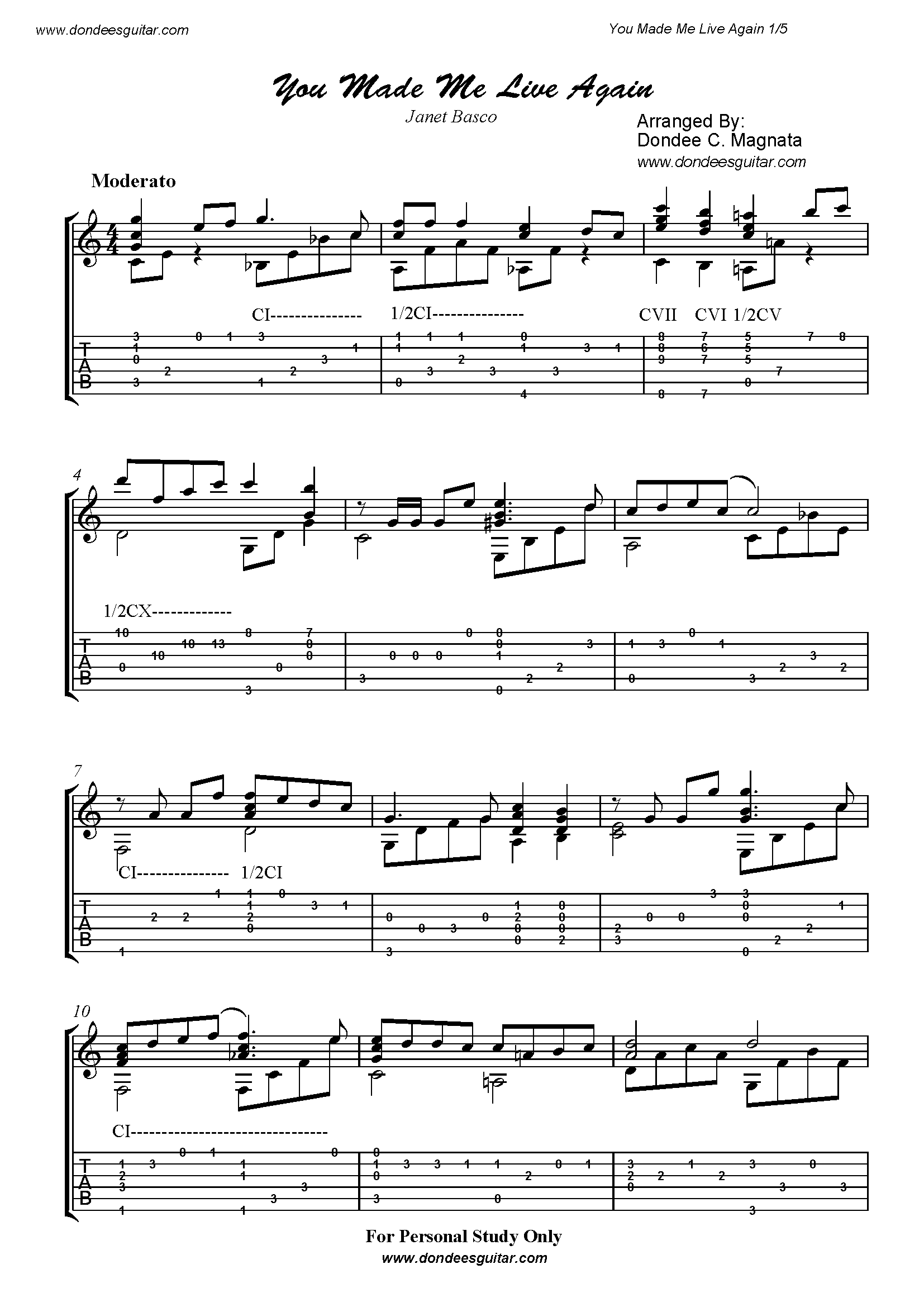 You Made Me Live Again Classical Guitar_Page_1 You Made Me Live Again Fingerstyle Guitar