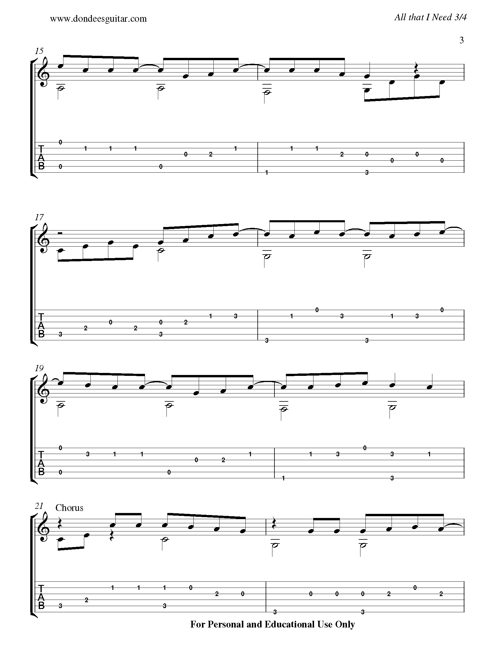 All That I Need Fingerstyle Tabs