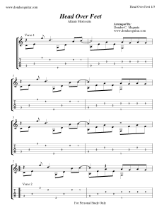 Head Over Feet Fingerstyle Tabs