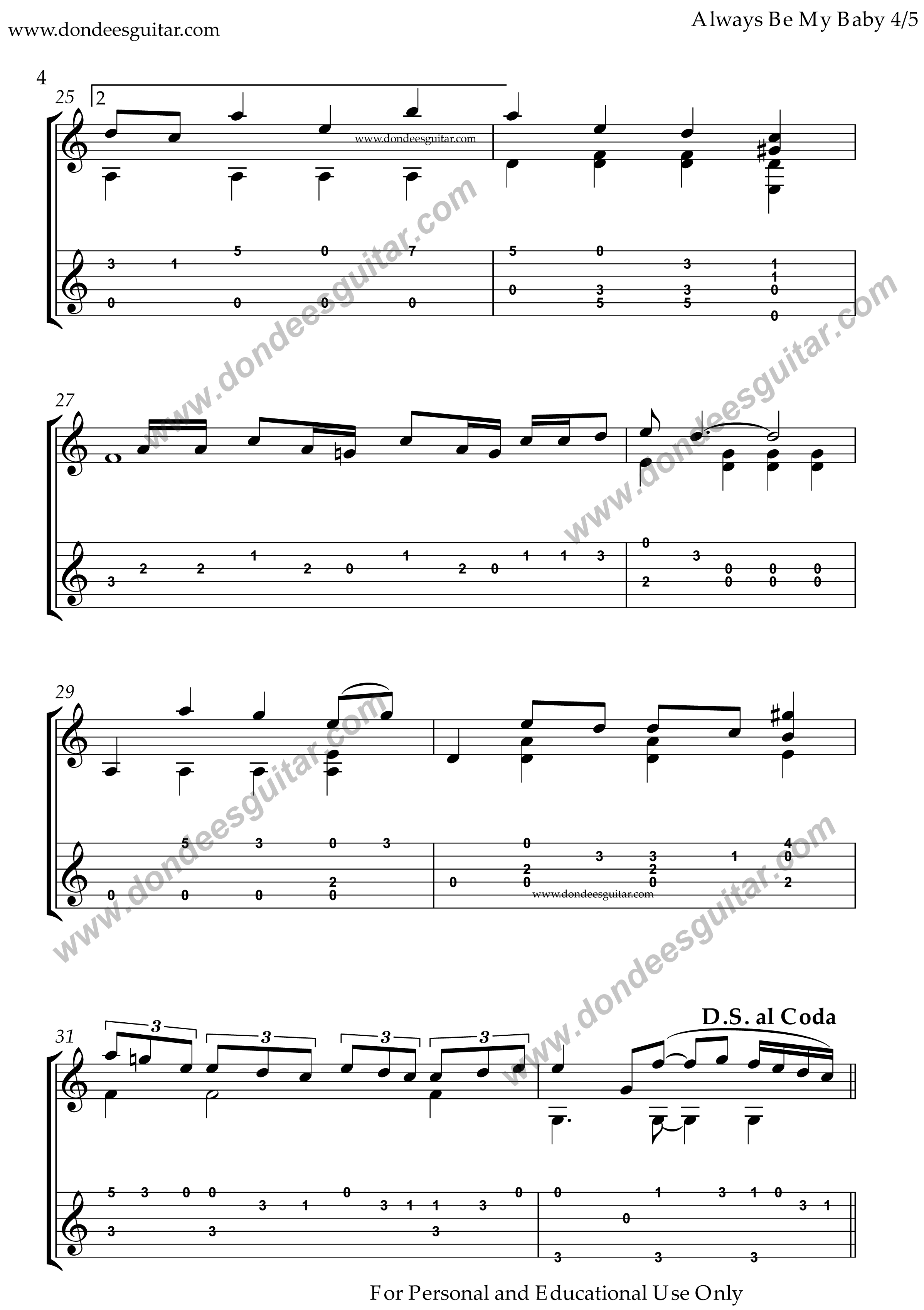 Always Be My Baby Fingerstyle Tabs