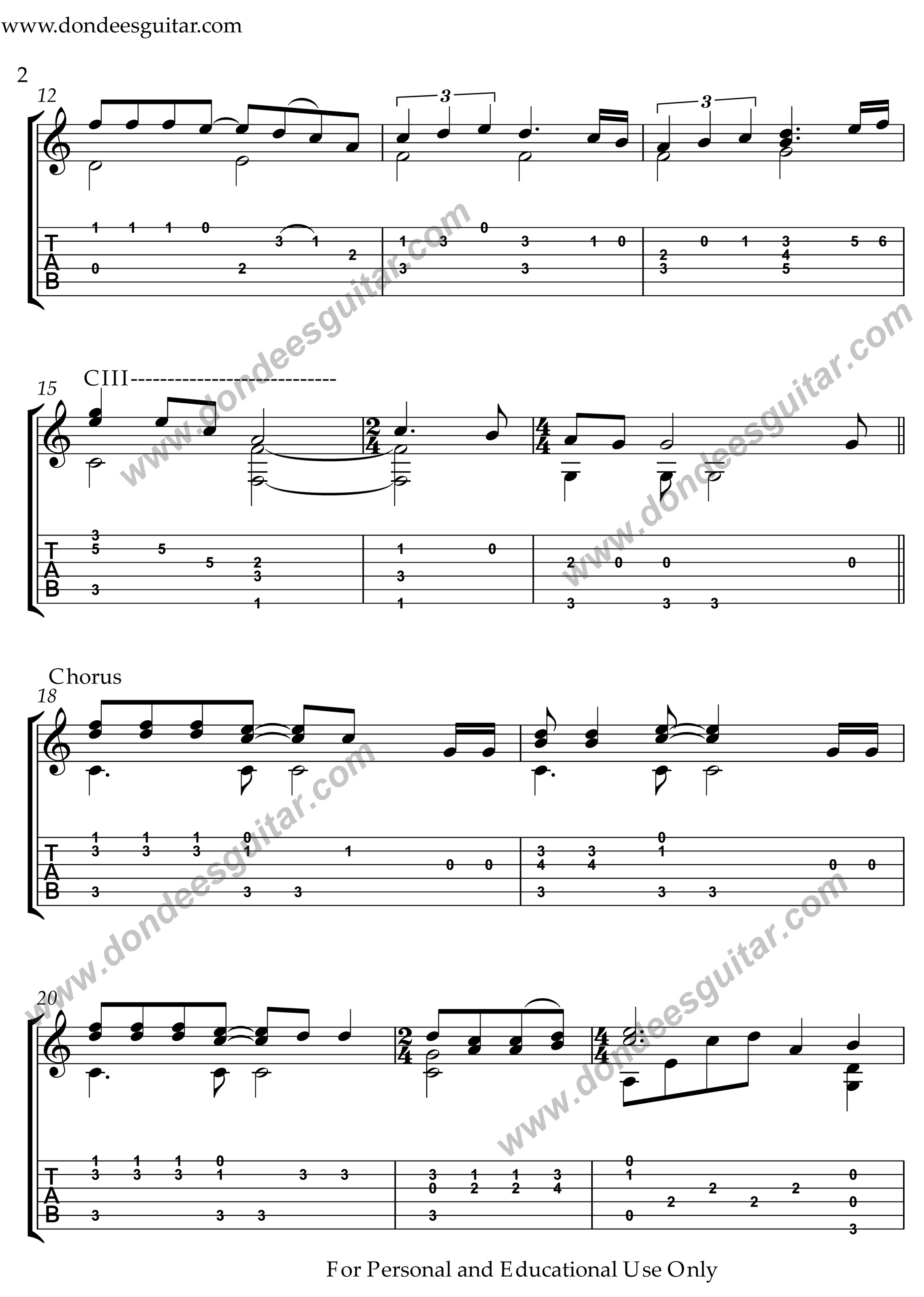 Butterfly Kisses Fingerstyle Tabs