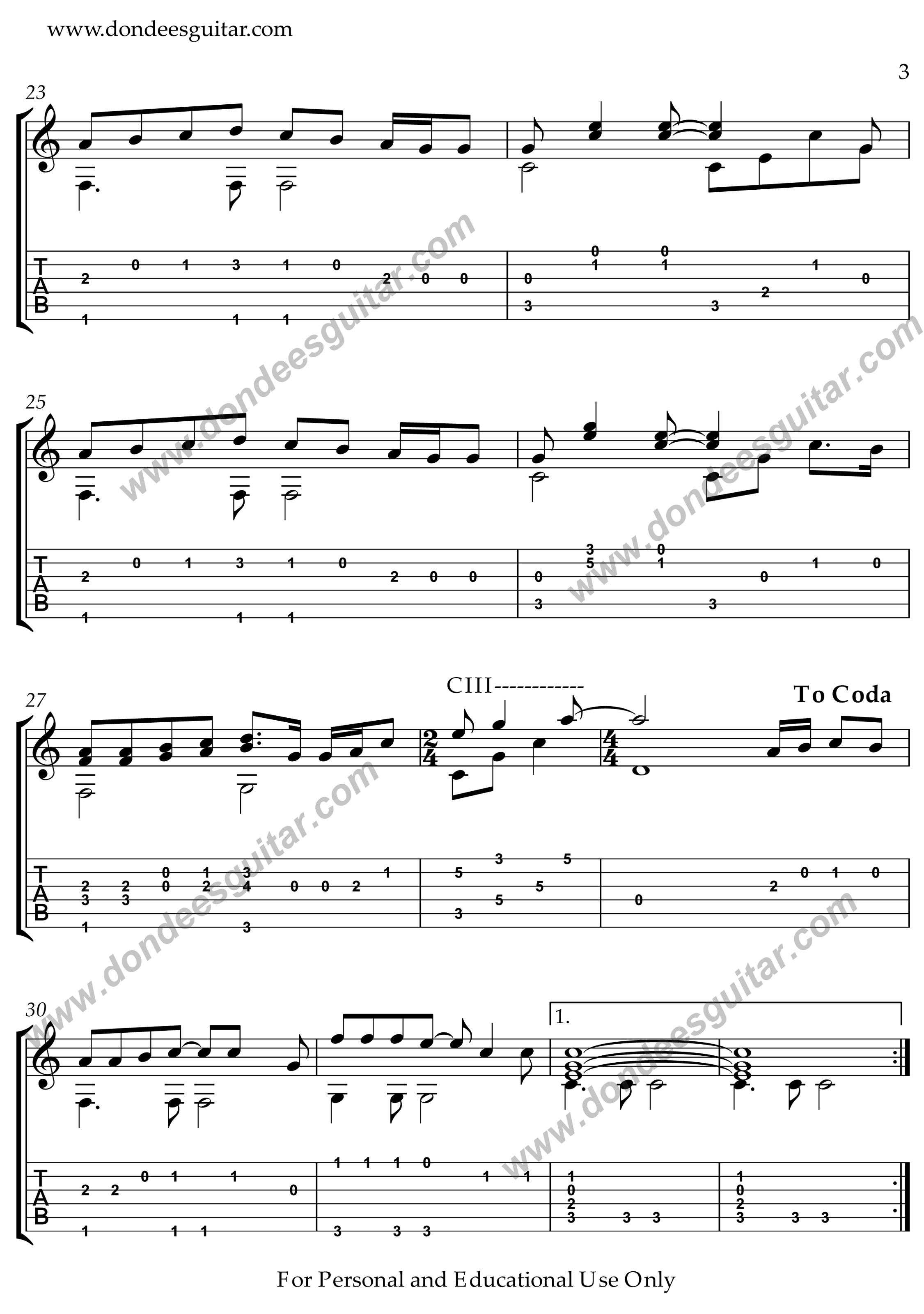 Butterfly Kisses Fingerstyle Tabs