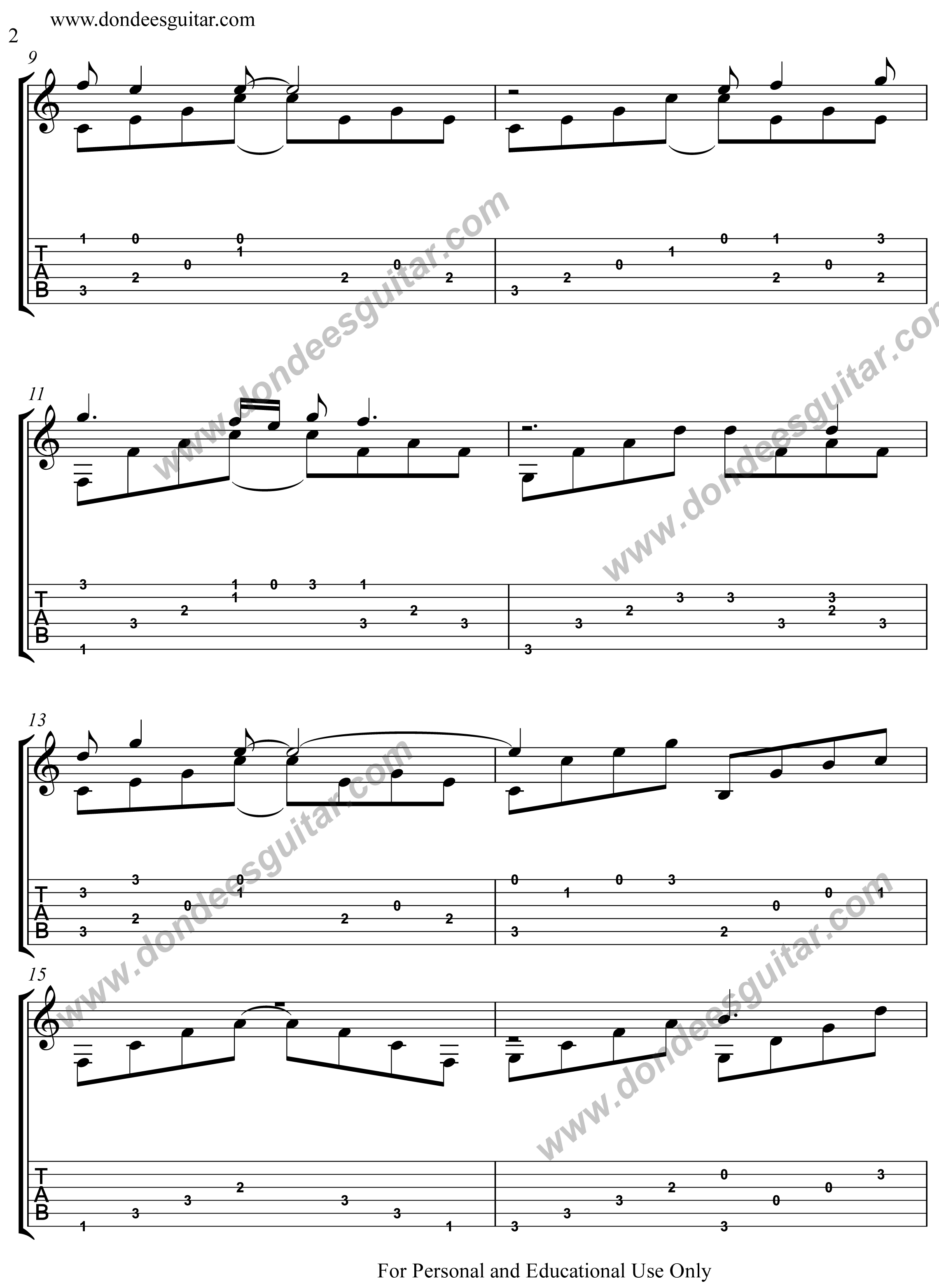 Endless Love Fingerstyle Tabs