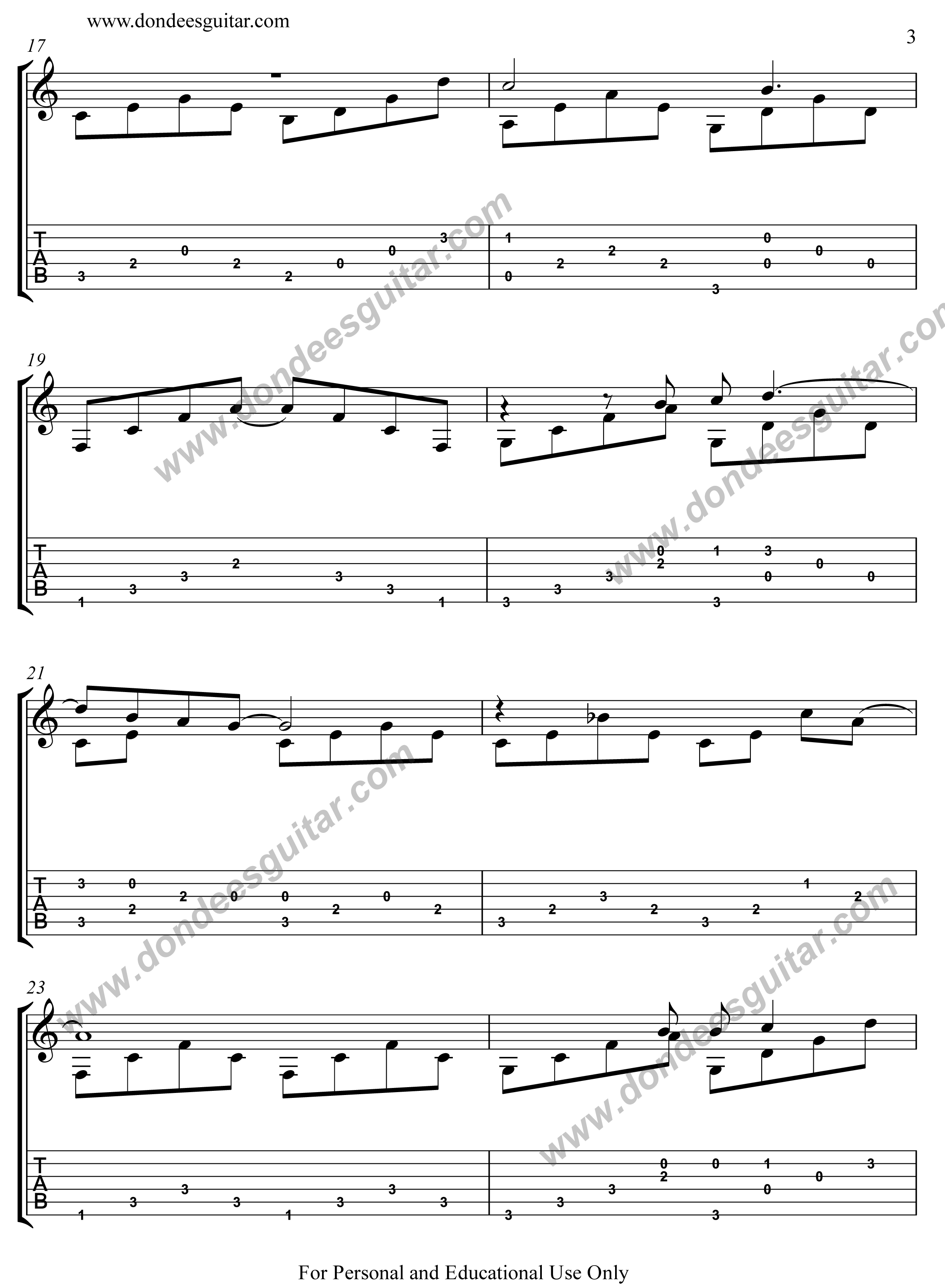 Endless Love Fingerstyle Tabs