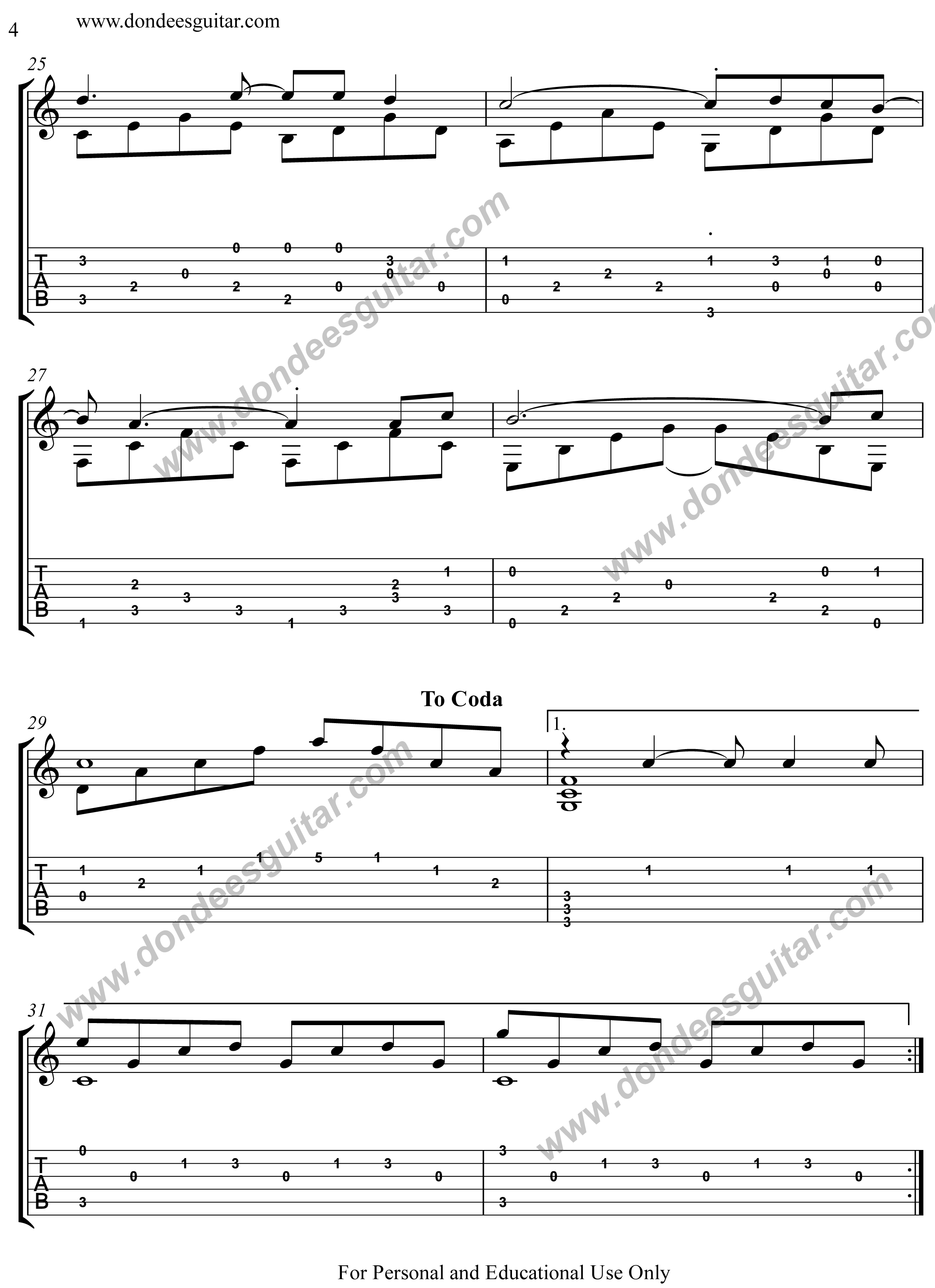 Endless Love-Solo Guitar – DondeesGuitar-4 Endless Love Fingerstyle Tabs