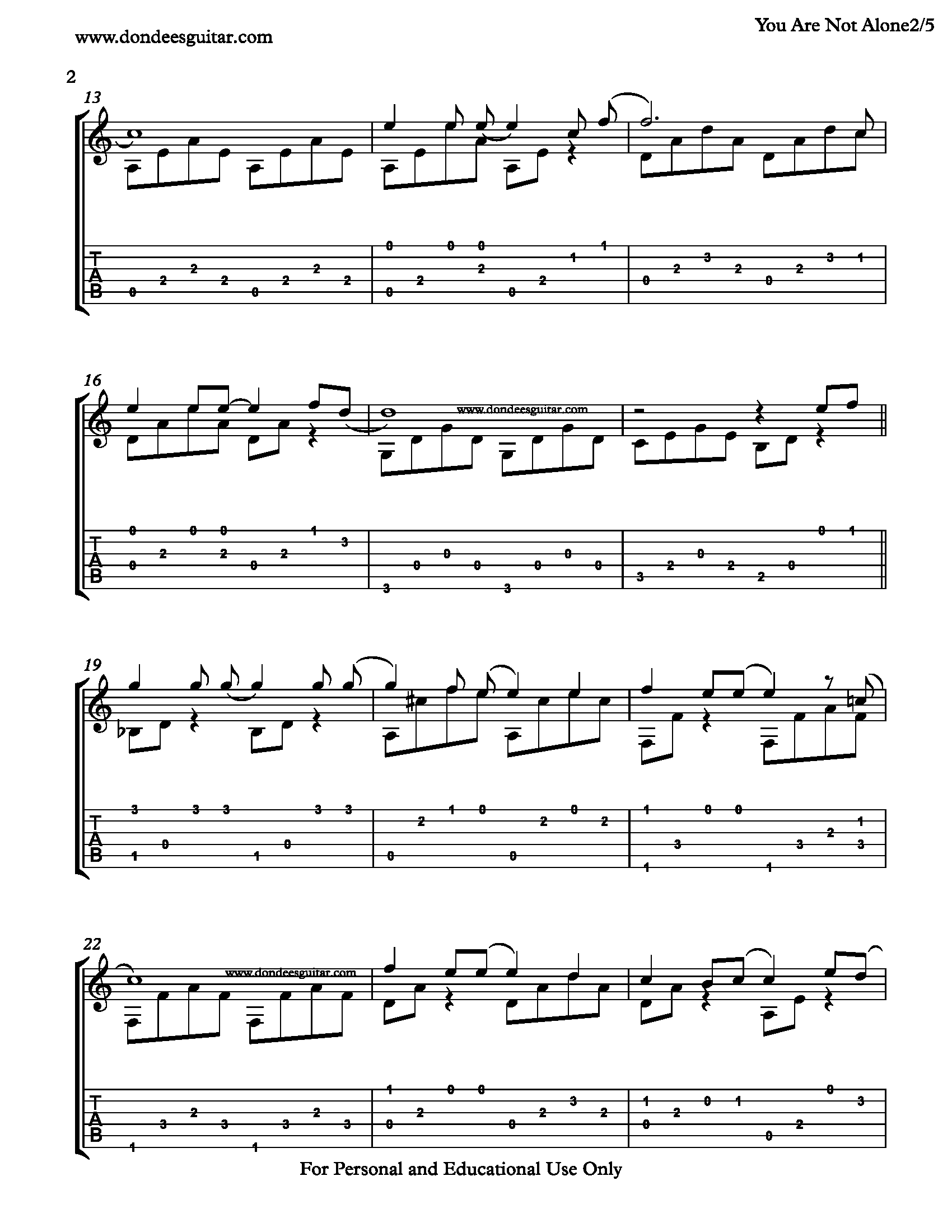 You Are Not Alone – Fingerstyle Guitar_Page_2 You Are Not Alone Fingerstyle Tabs