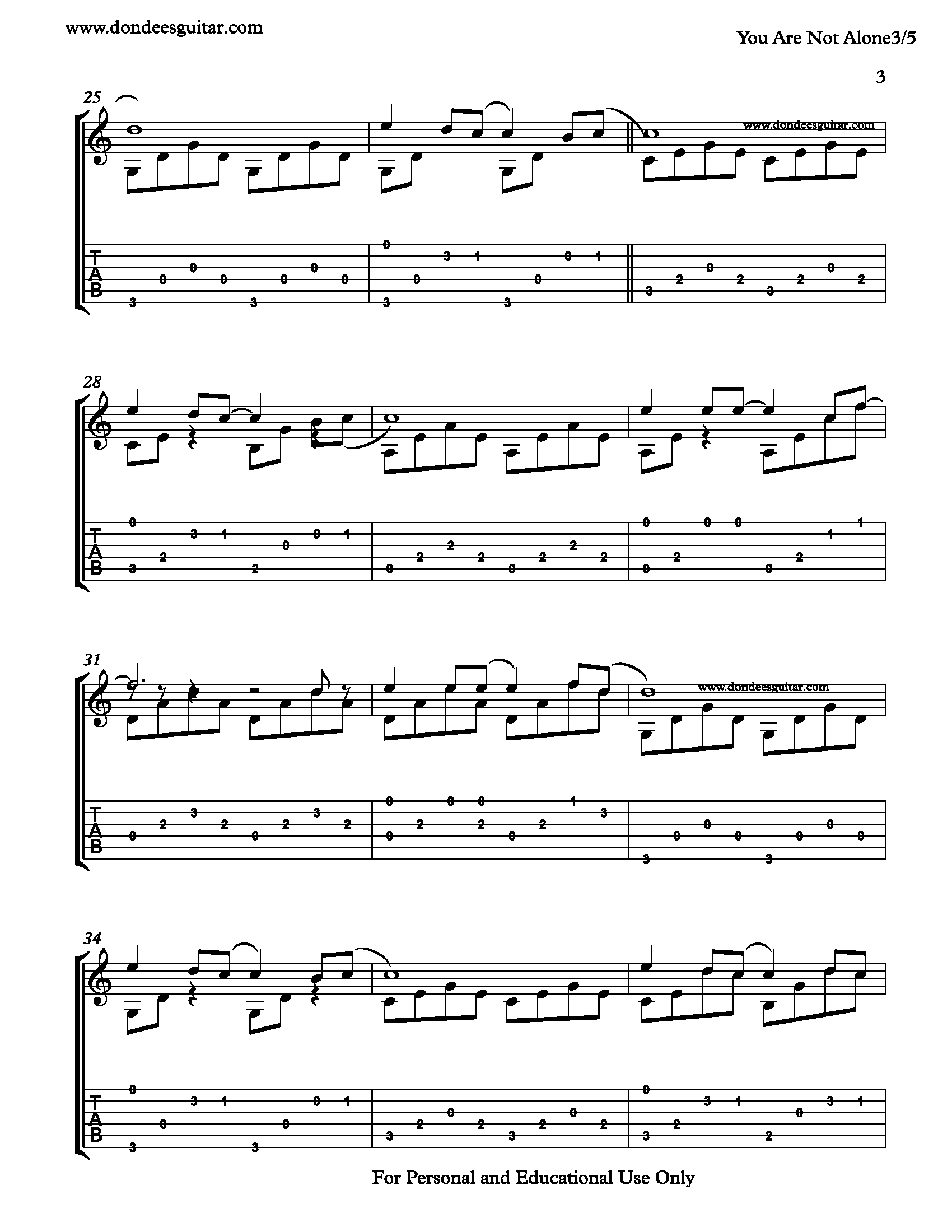 You Are Not Alone – Fingerstyle Guitar_Page_3 You Are Not Alone Fingerstyle Tabs