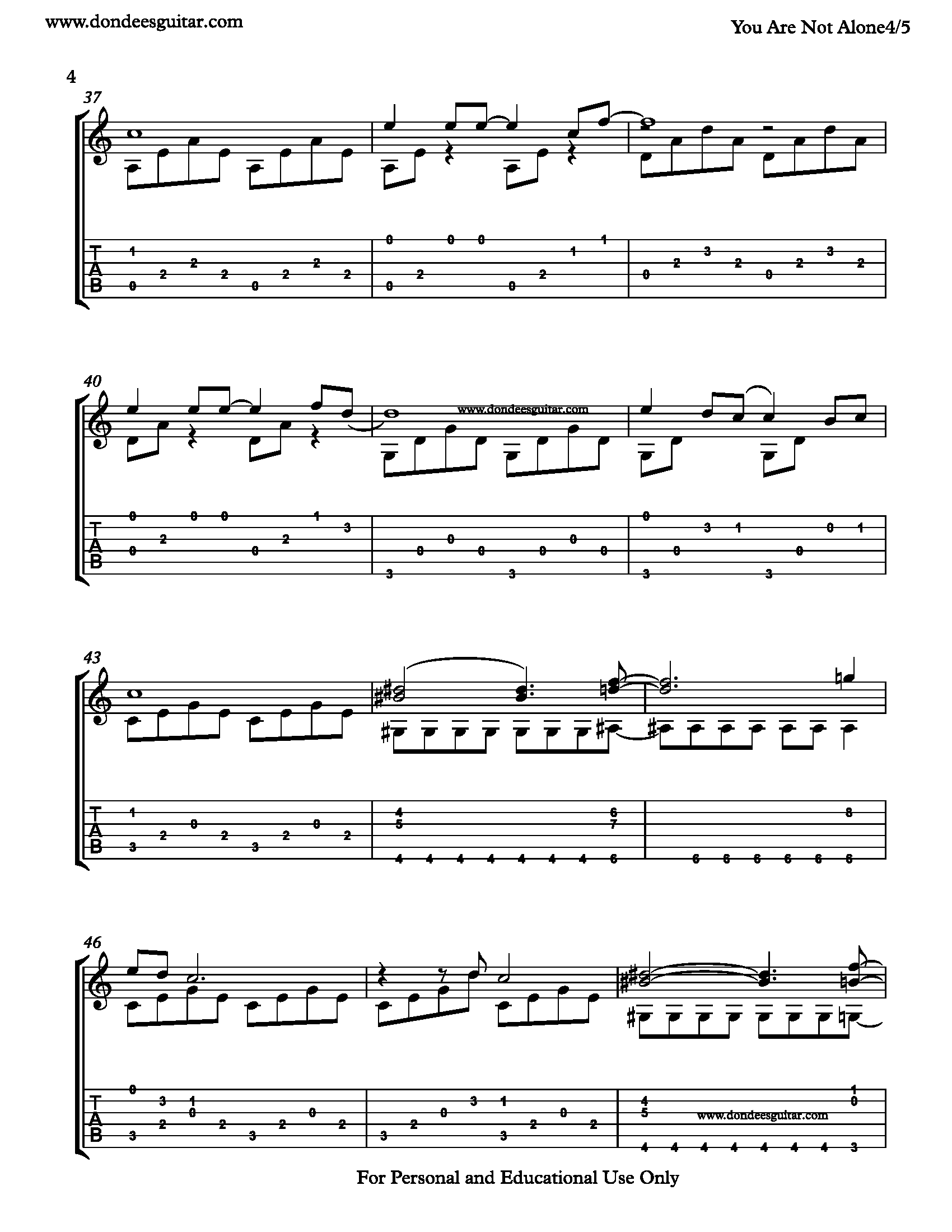You Are Not Alone – Fingerstyle Guitar_Page_4 You Are Not Alone Fingerstyle Tabs