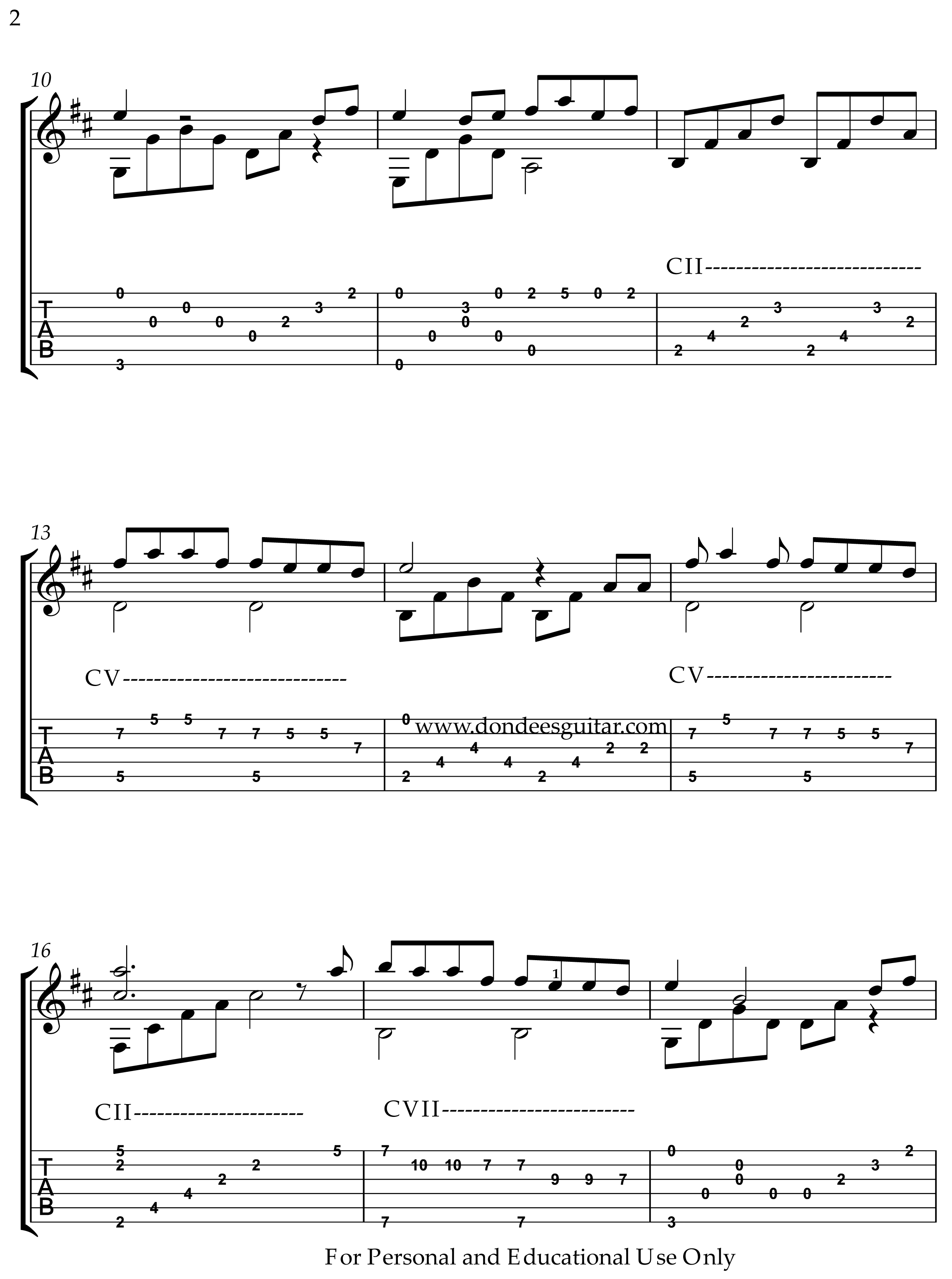 Colors Of The Wind Fingerstyle Tabs