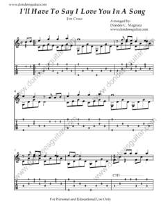 I'll Have To Say I Love You In A Song Fingerstyle Tabs