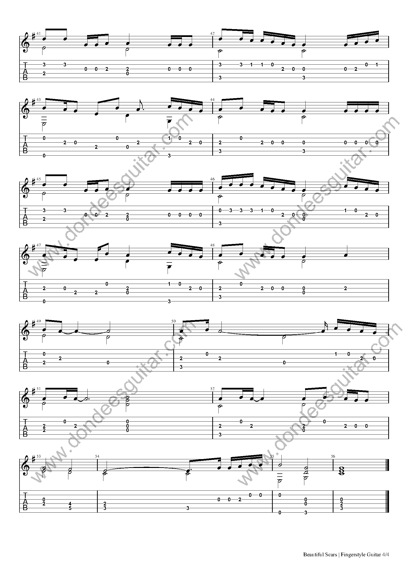 Beautiful Scars Fingerstyle Tabs