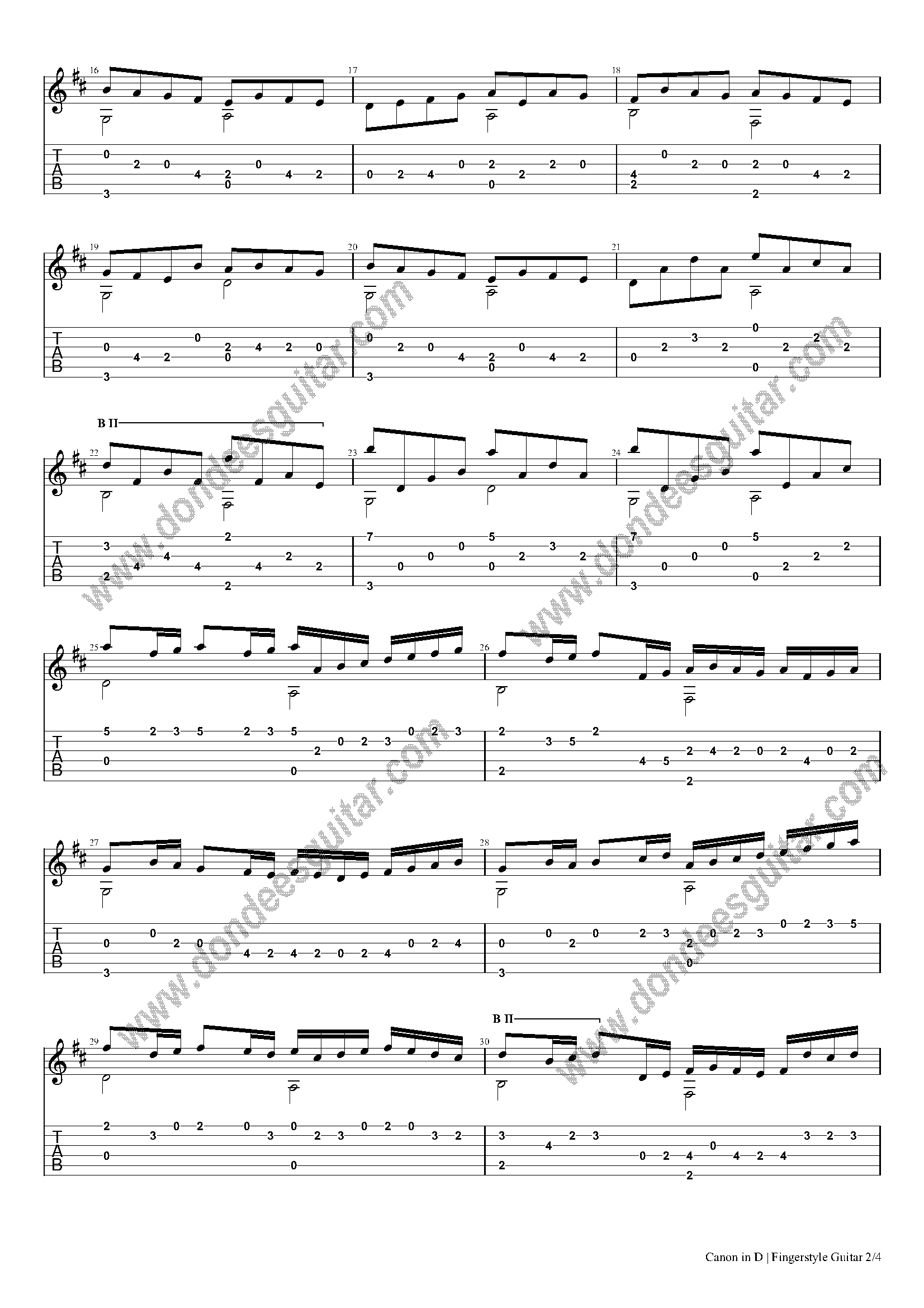 Canon in D Fingerstyle Tabs