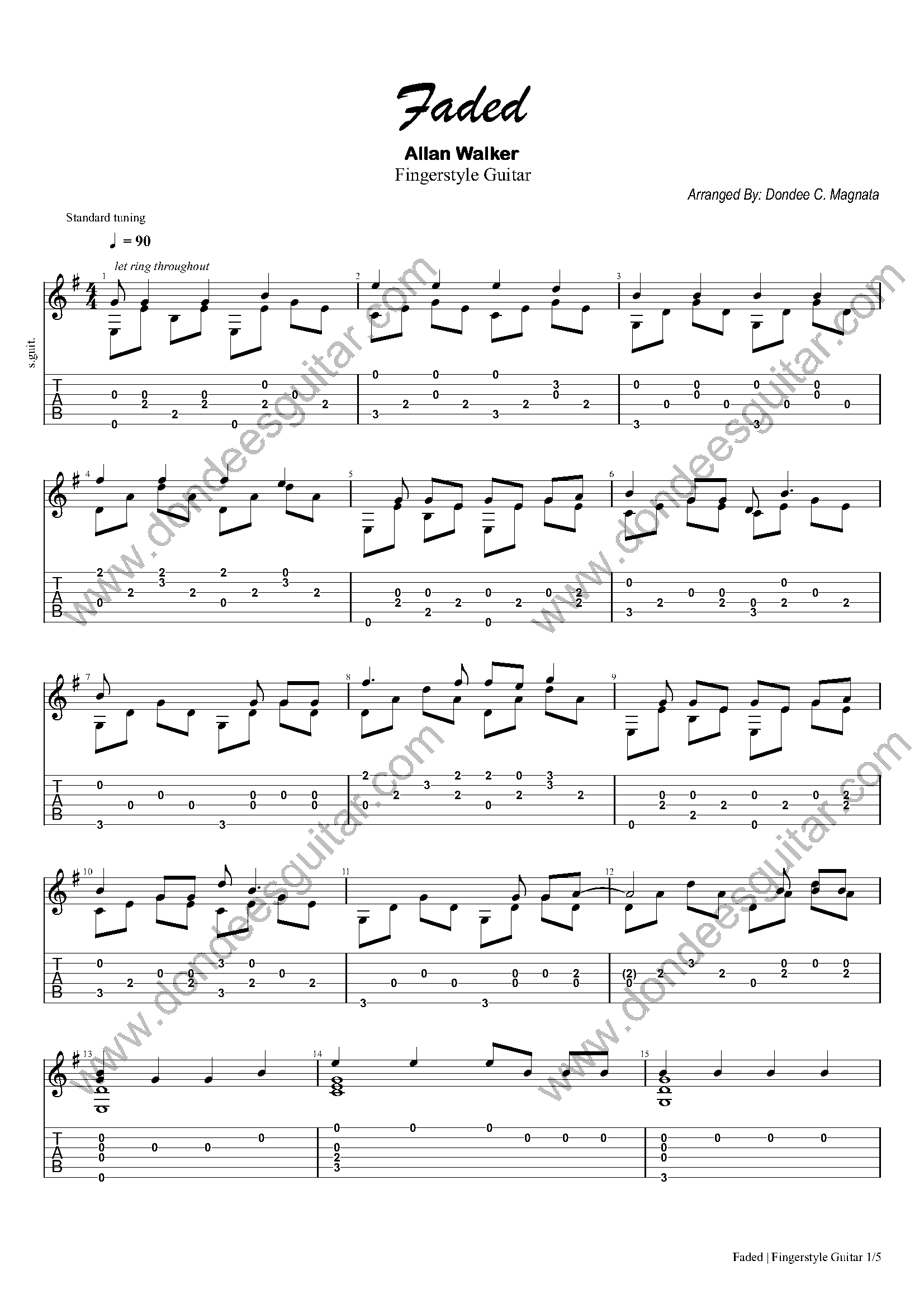 Faded Fingerstyle Tabs