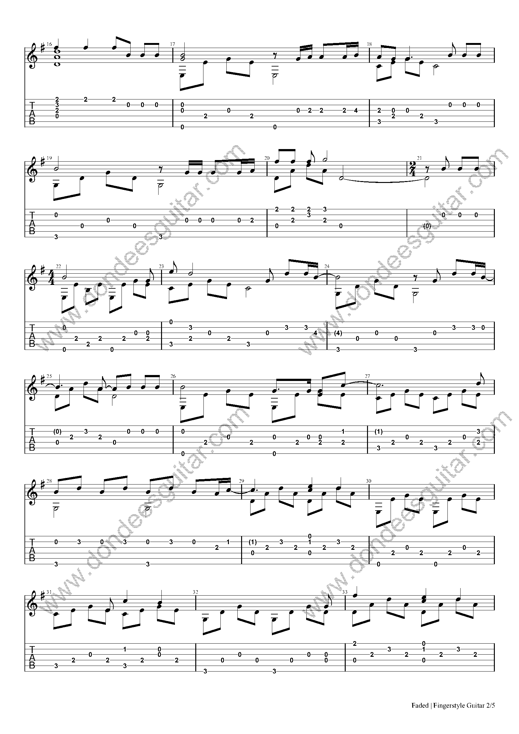 Faded Fingerstyle Tabs