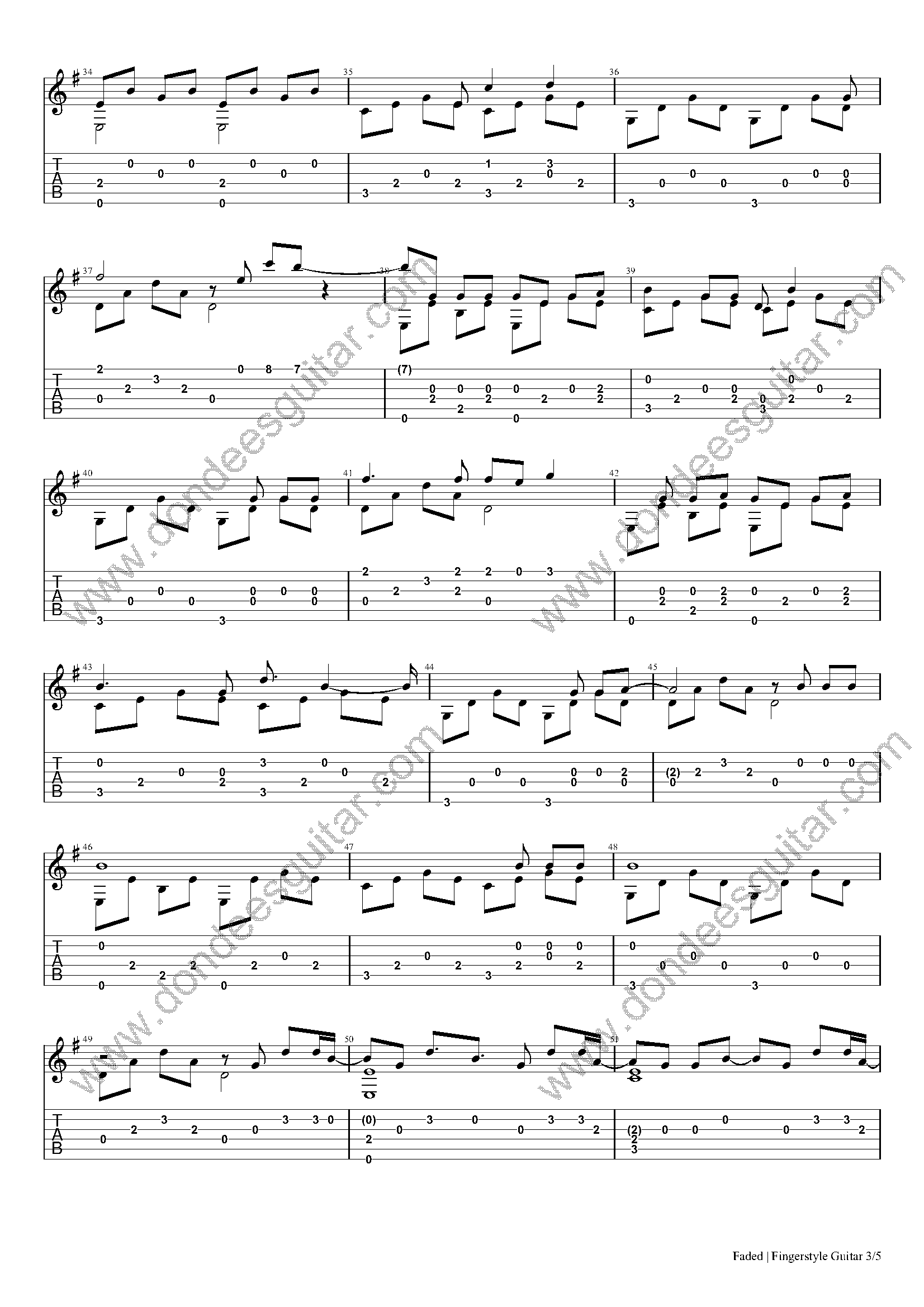 Faded Fingerstyle Tabs