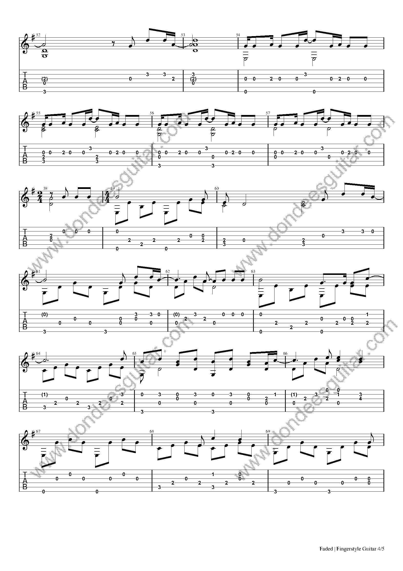 Faded Fingerstyle Tabs