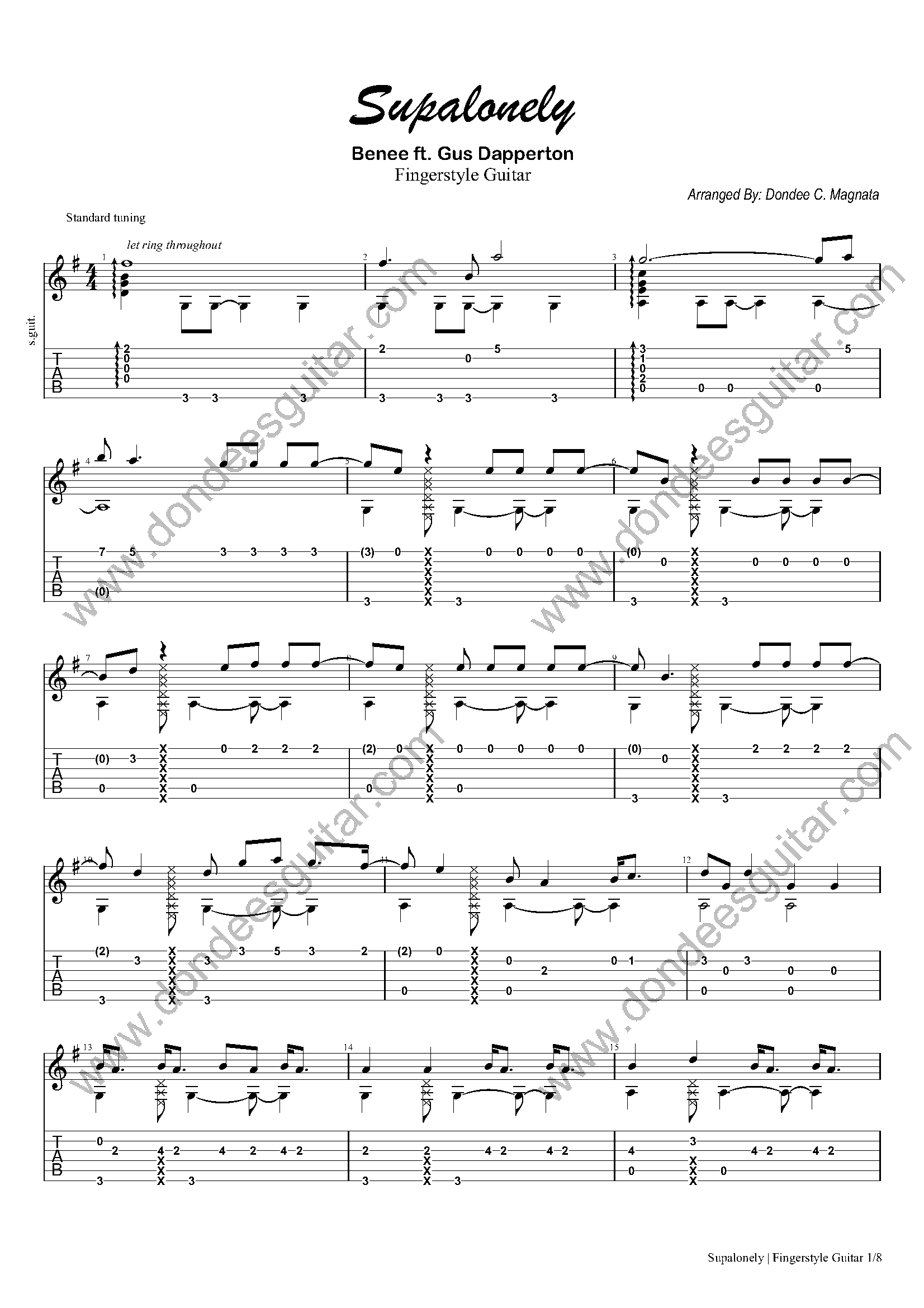 Supalonely Fingerstyle Tabs