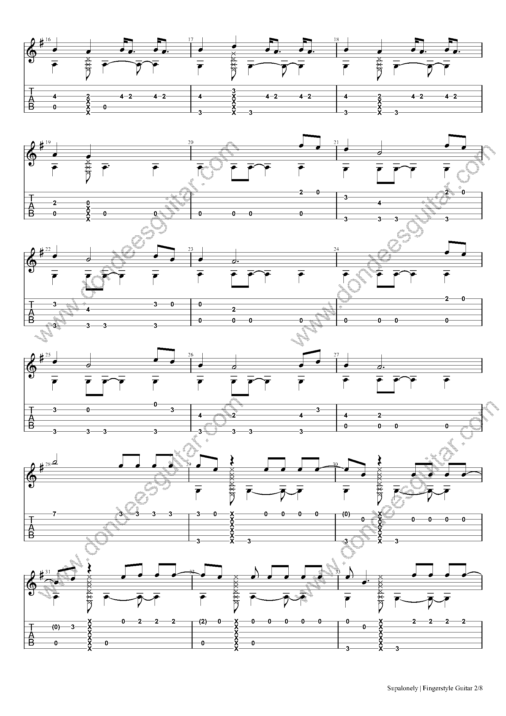 Supalonely Fingerstyle Tabs