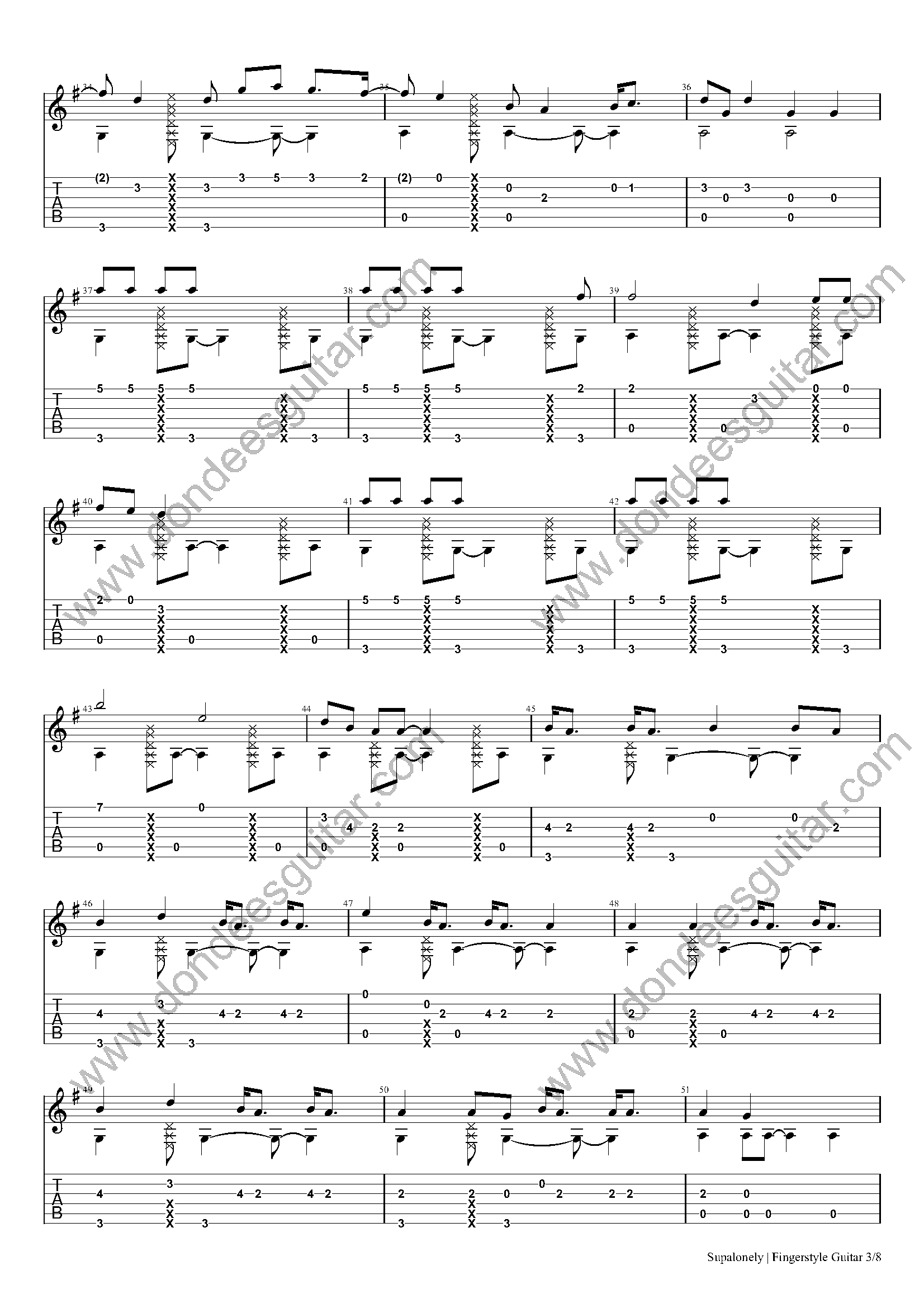 Supalonely Fingerstyle Tabs