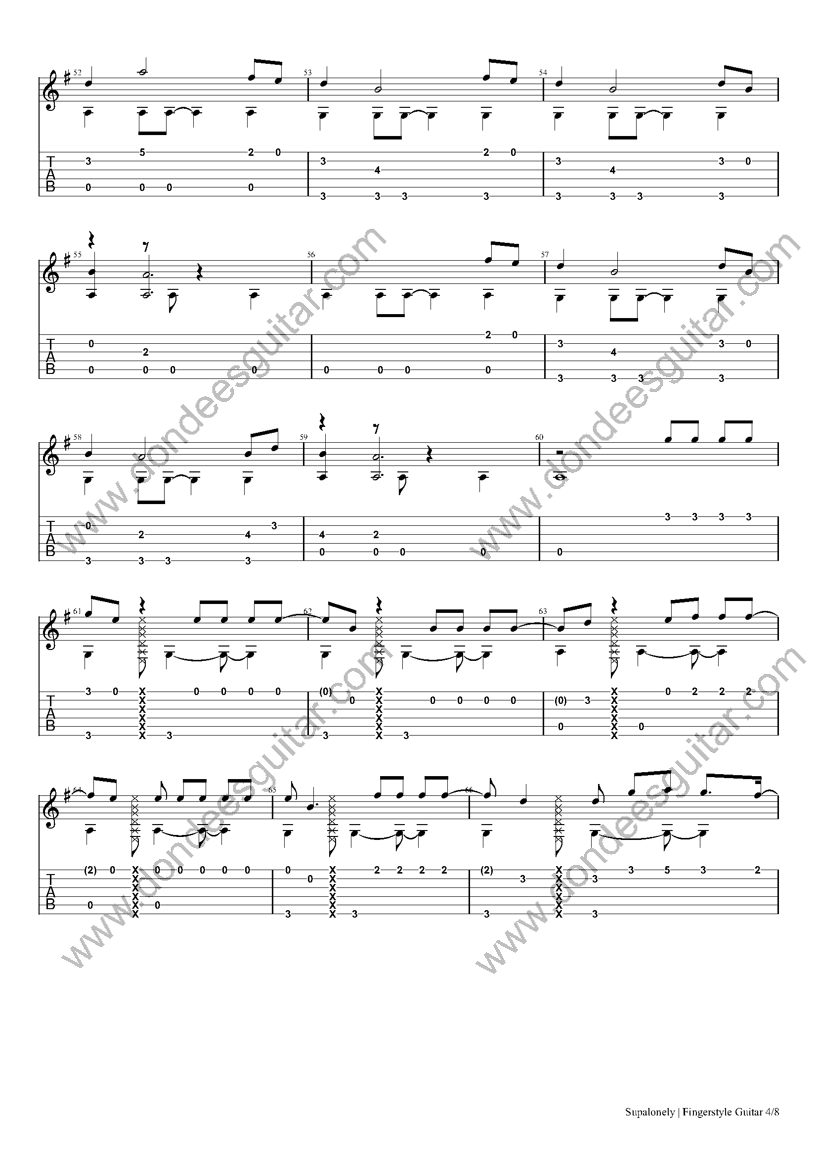 Supalonely Fingerstyle Tabs