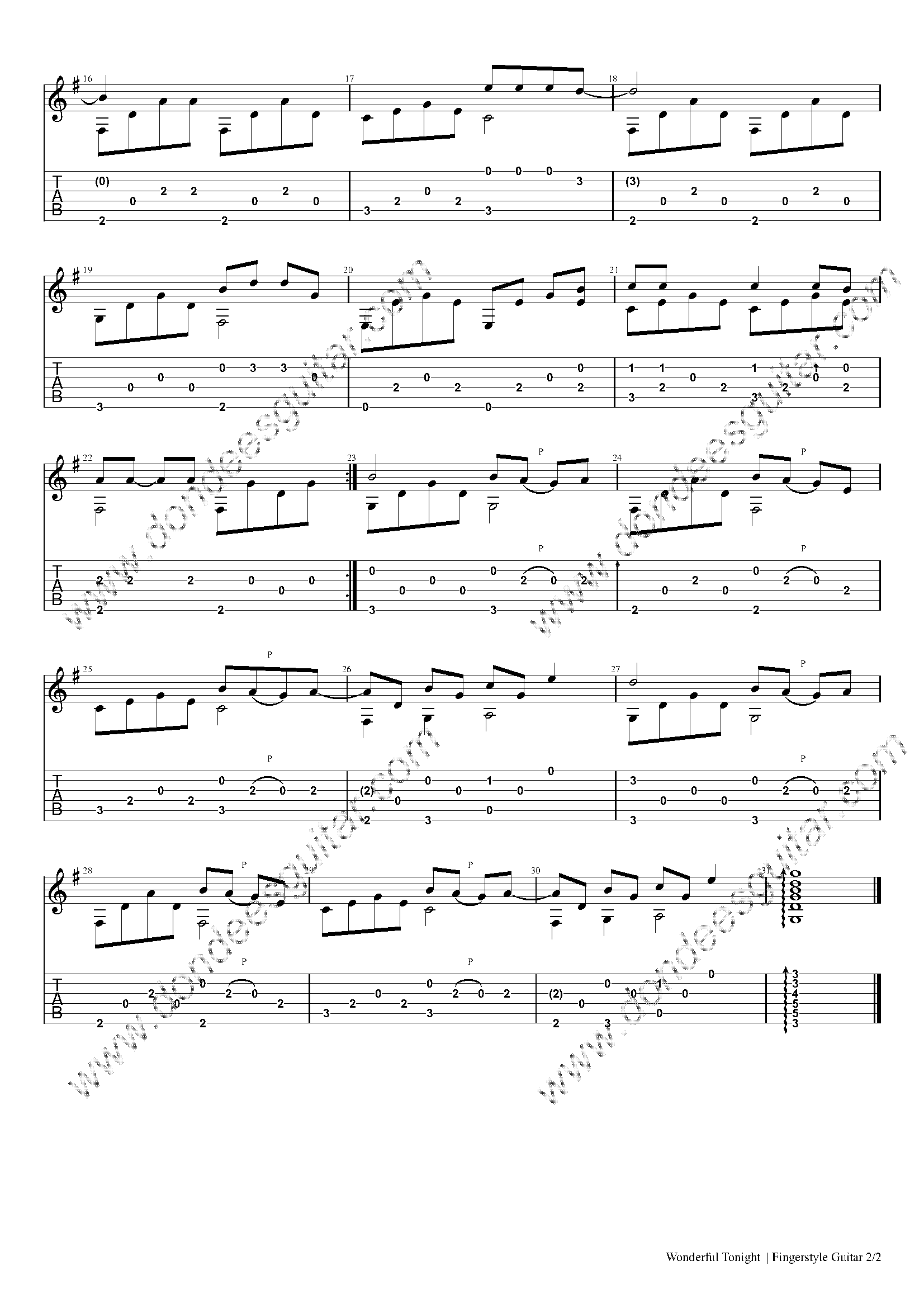 Wonderful Tonight – Easy Fingerstyle Guitar Arrangement_Page_2 Wonderful Tonight Fingerstyle Guitar
