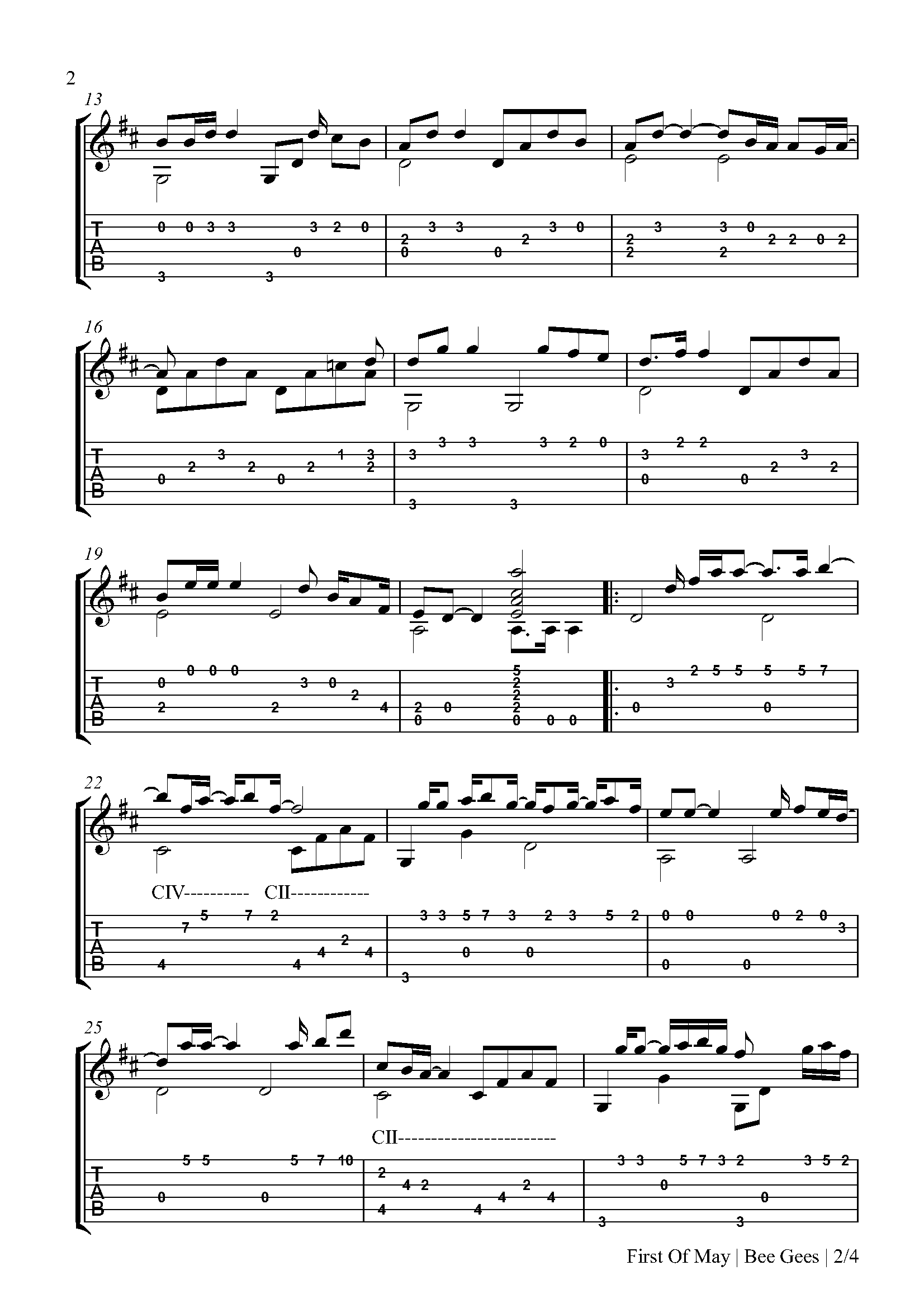 First Of May Fingerstyle Tabs