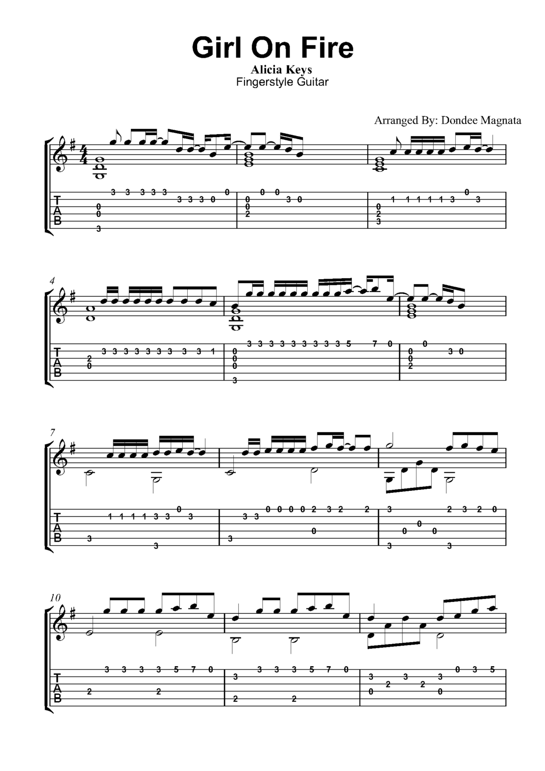 Girl On Fire Lyrics And Chords
