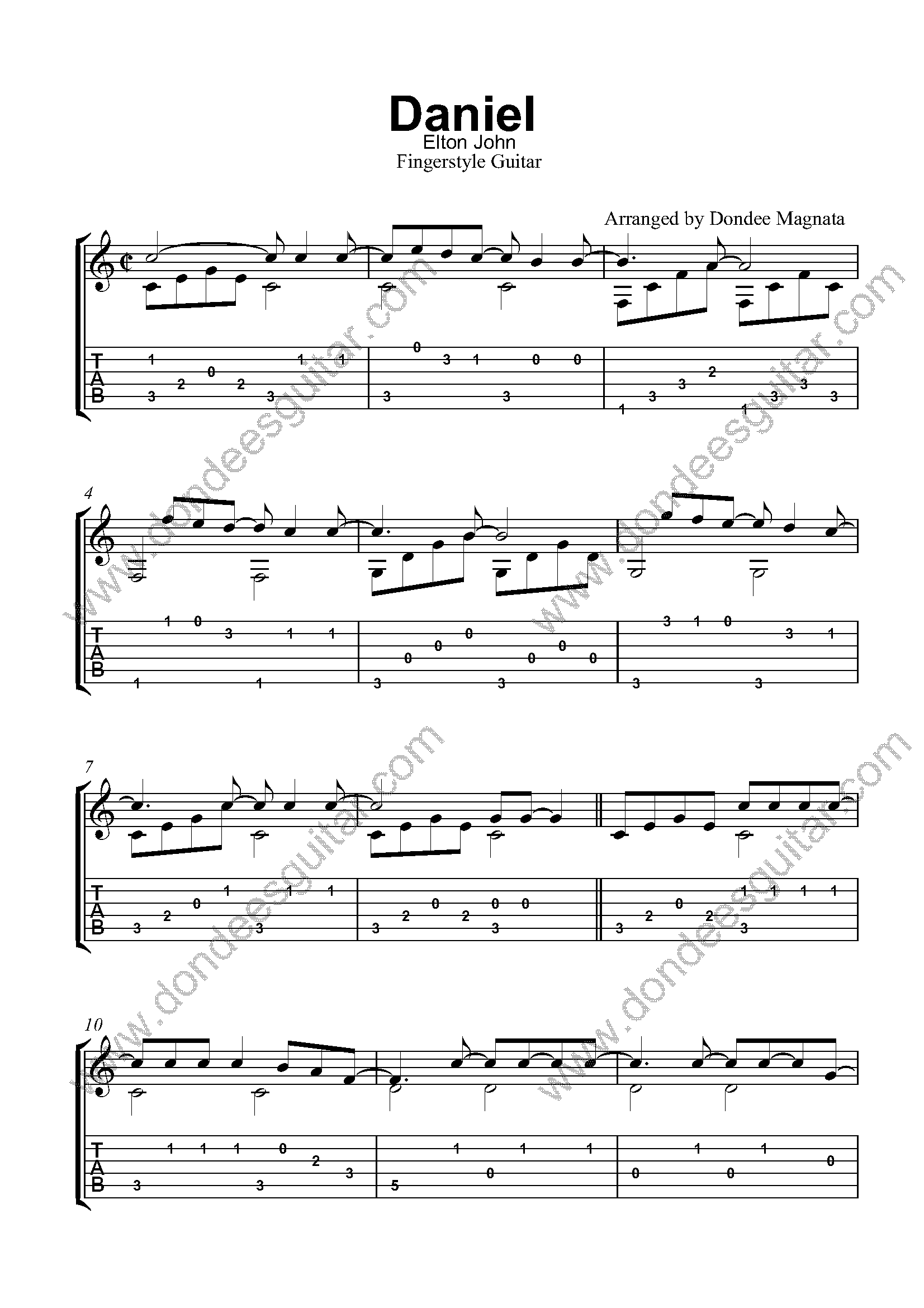 Daniel Fingerstyle Tabs