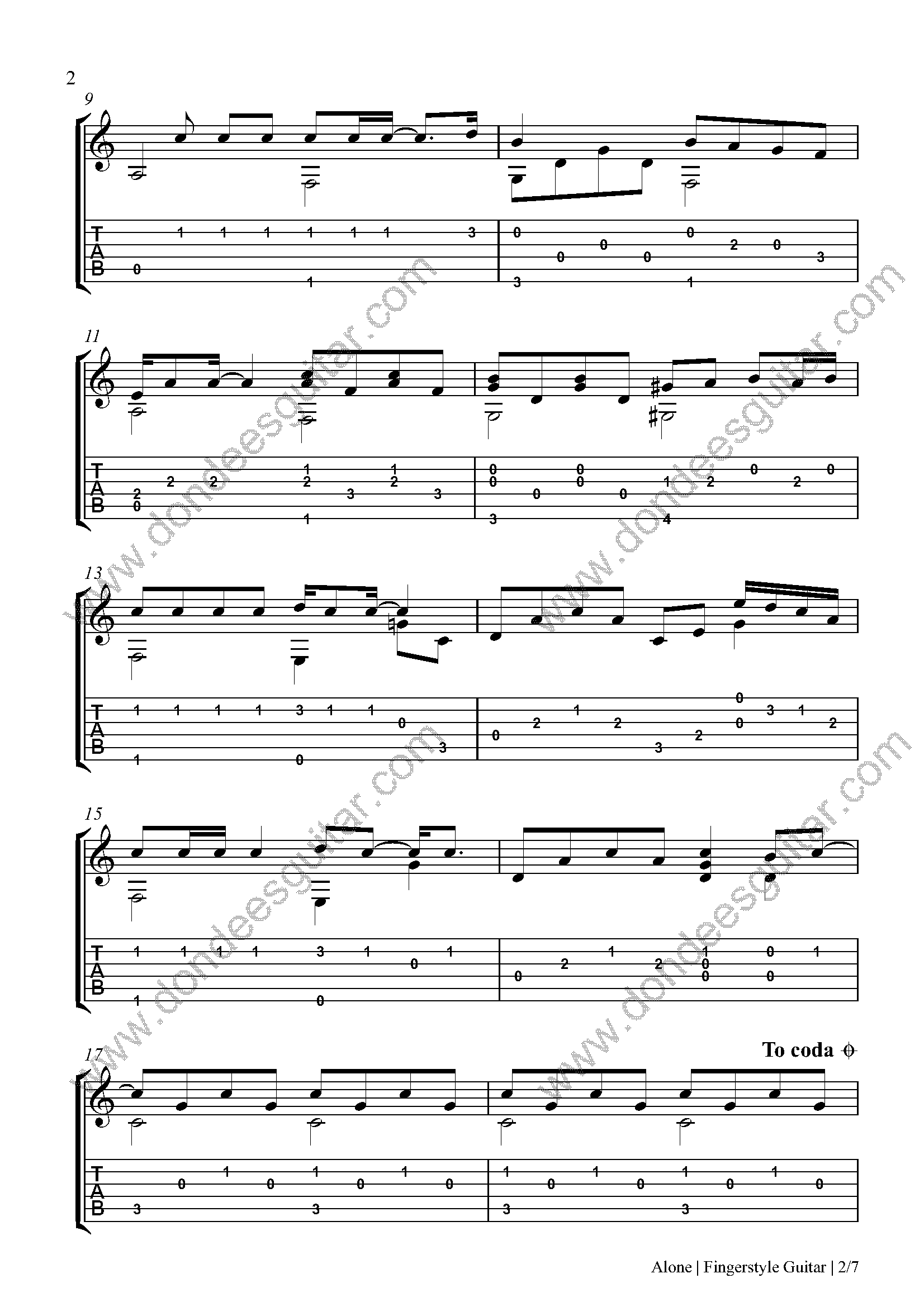 Heart Alone Guitar Tab in Bb Minor - Download & Print - SKU: MN0058929