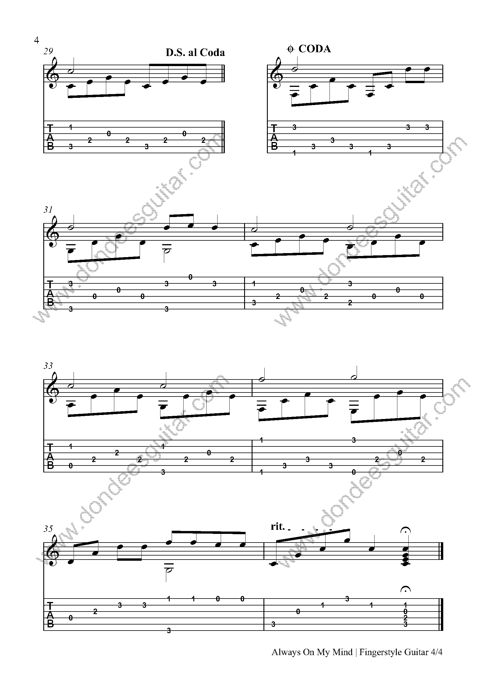 Always On My Mind sheet music for guitar (chords) v2