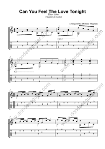 Can You Feel The Love tonight Fingerstyle Tabs