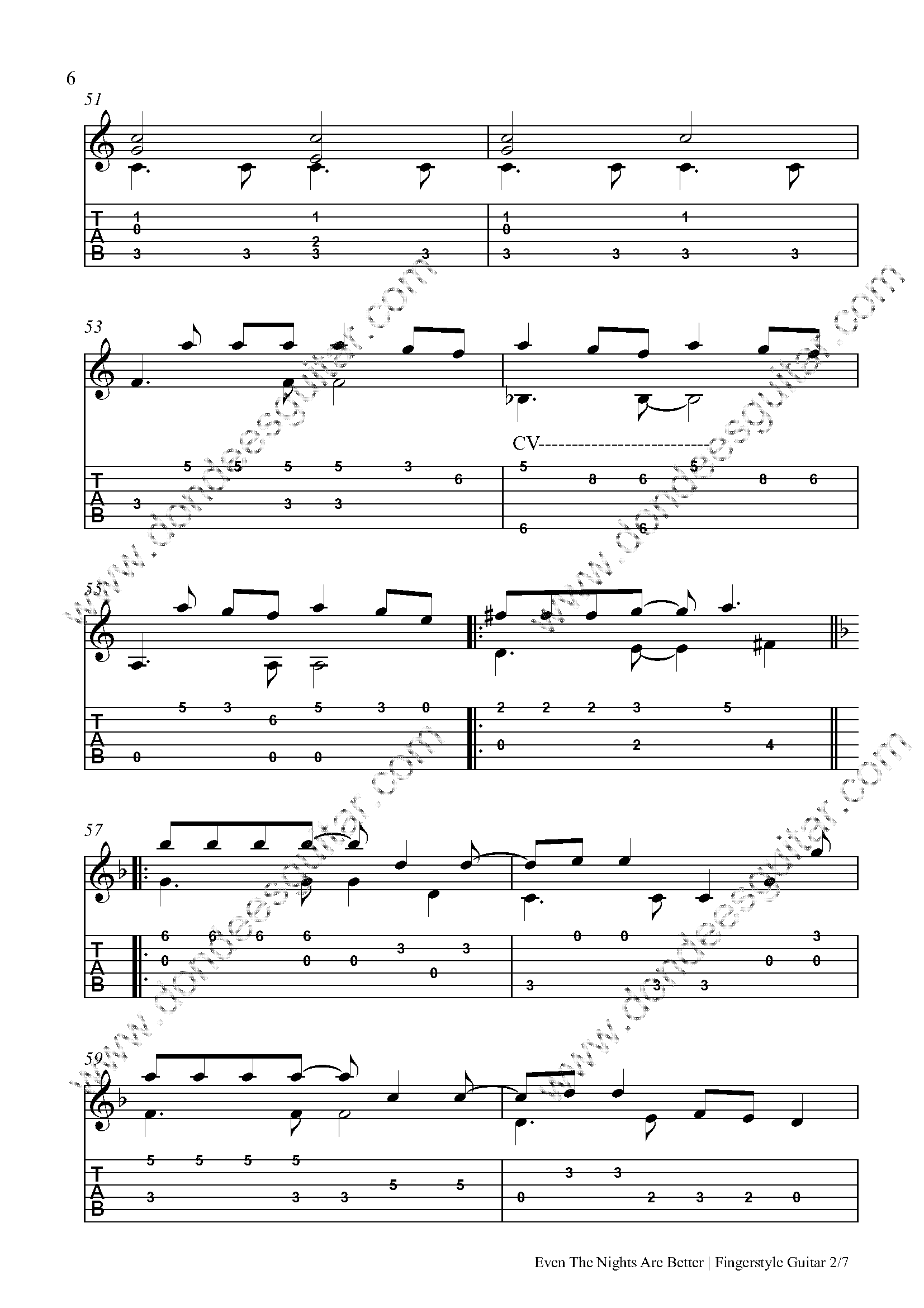 Even The Nights Are Better Fingerstyle Tabs